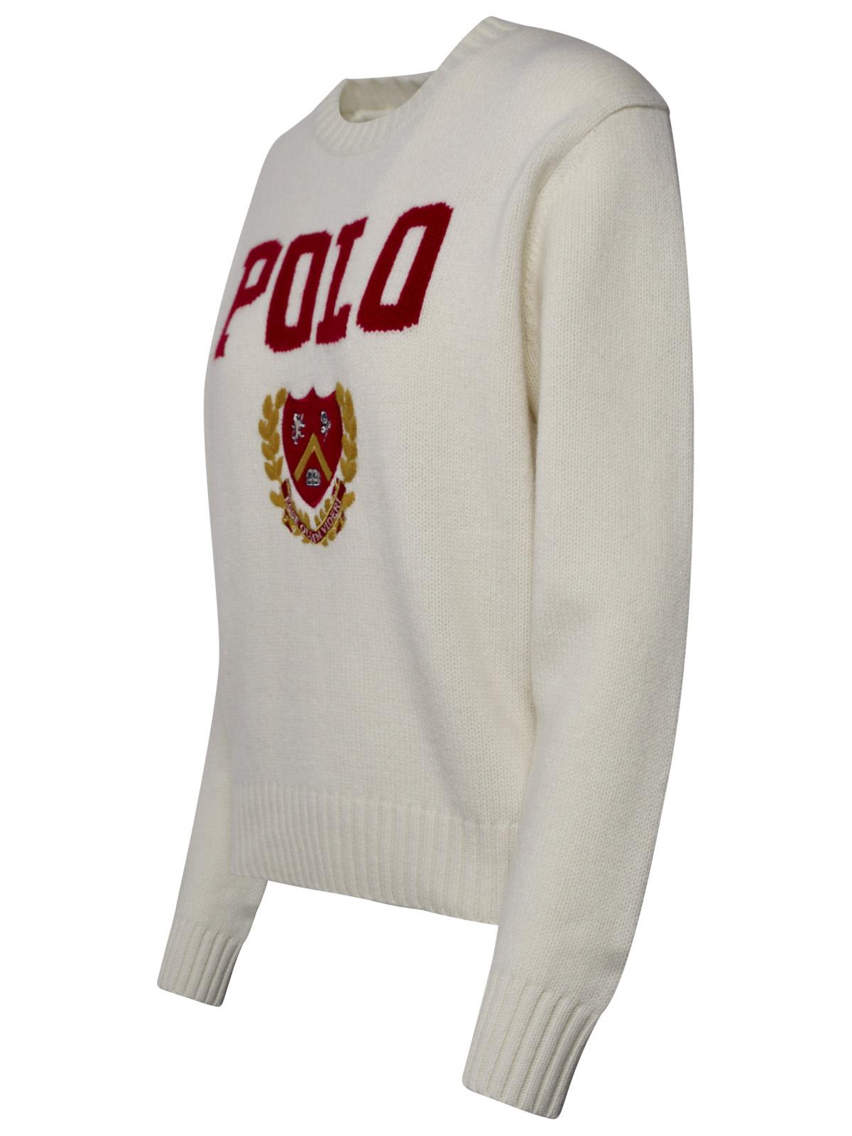 Shop Polo Ralph Lauren Cream Wool Sweater
