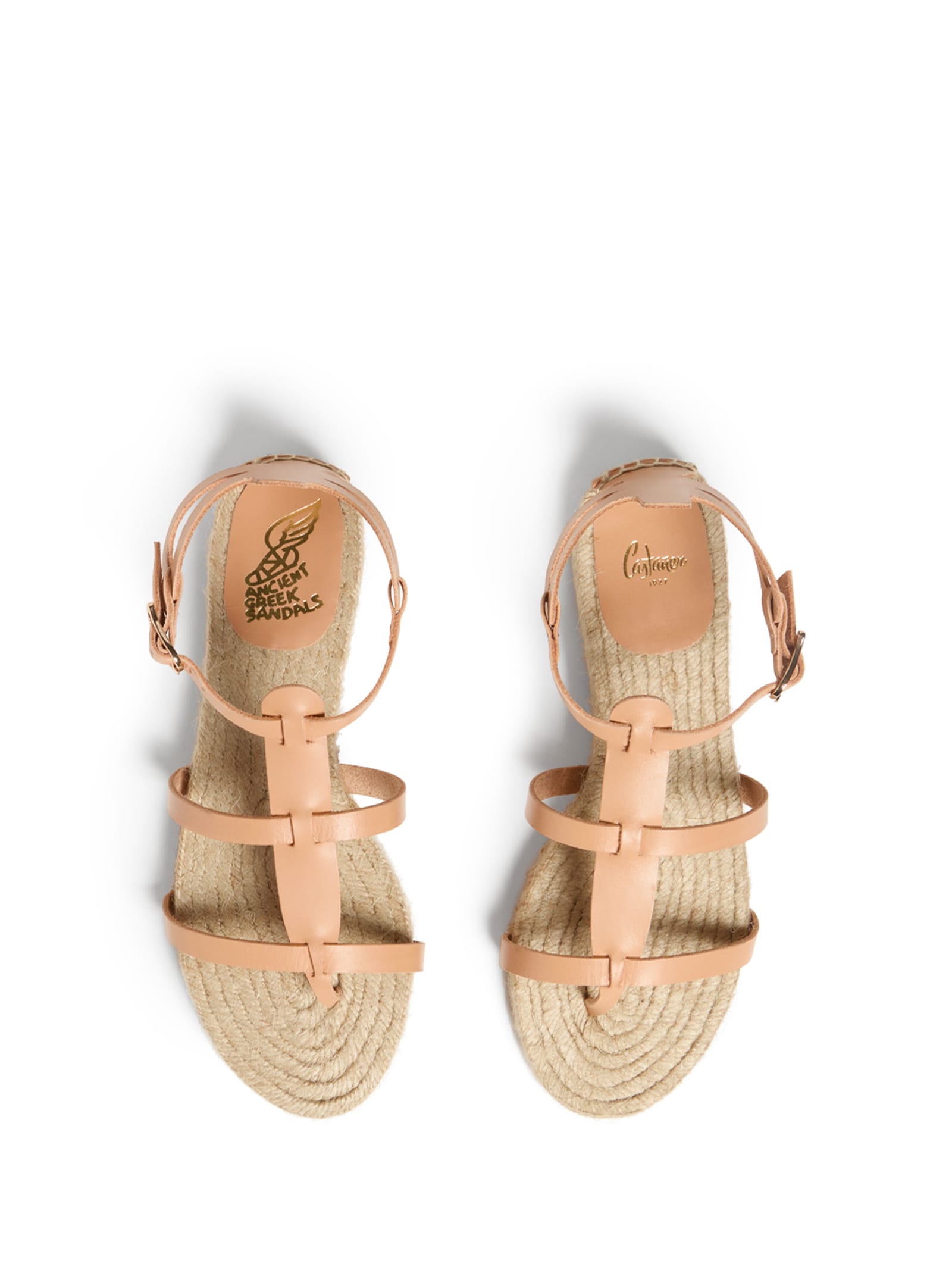 Shop Castaã±er Nappa Thong Sandals In Natural