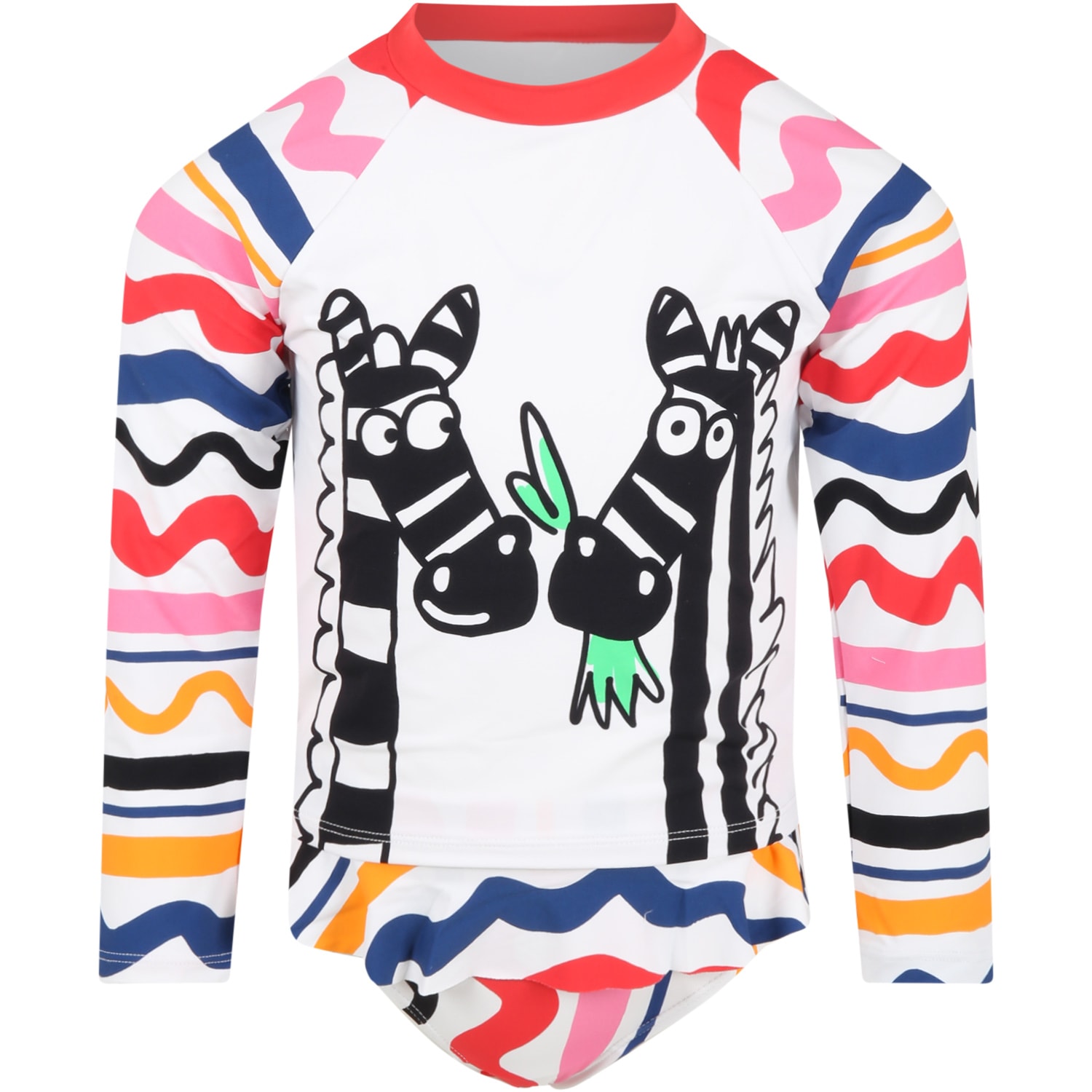 Stella McCartney Kids Multicolor Swimsuit For Girl With Zebras