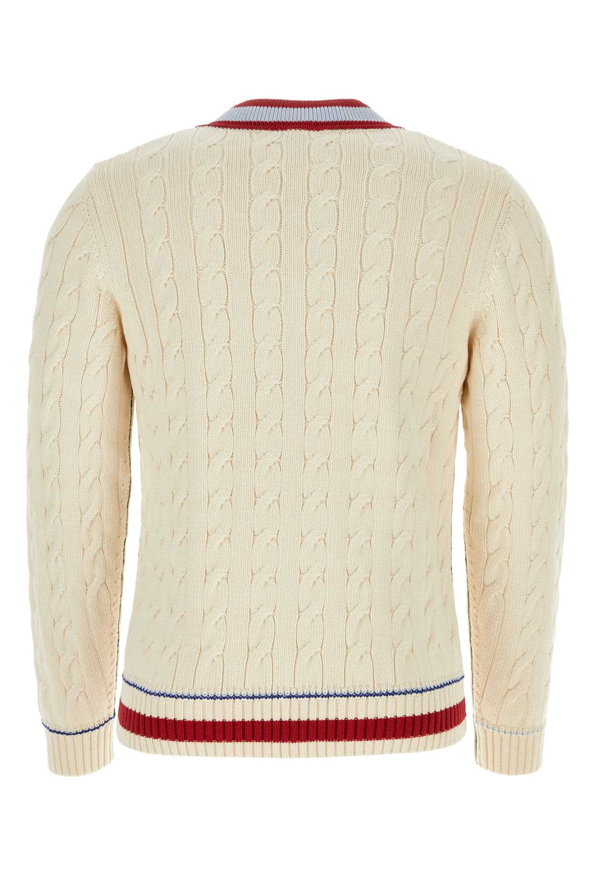 LACOSTE SAND COTTON BLEND SWEATER
