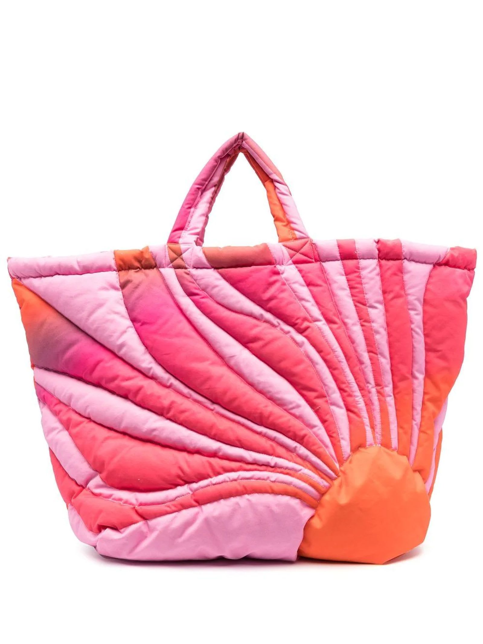 Erl Battleship Pink Sunset Puffer Tote Bag In Rosa