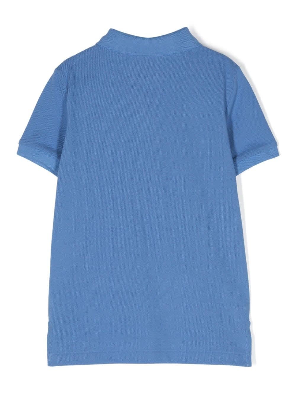 Shop Ralph Lauren Cerulean Blue Short-sleeved Polo Shirt With Contrasting Pony