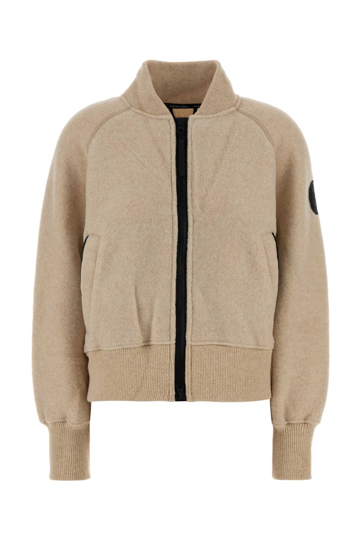 Canada Goose Beige Wool Blend Sierra Fleece Bomber Jacket In Brown