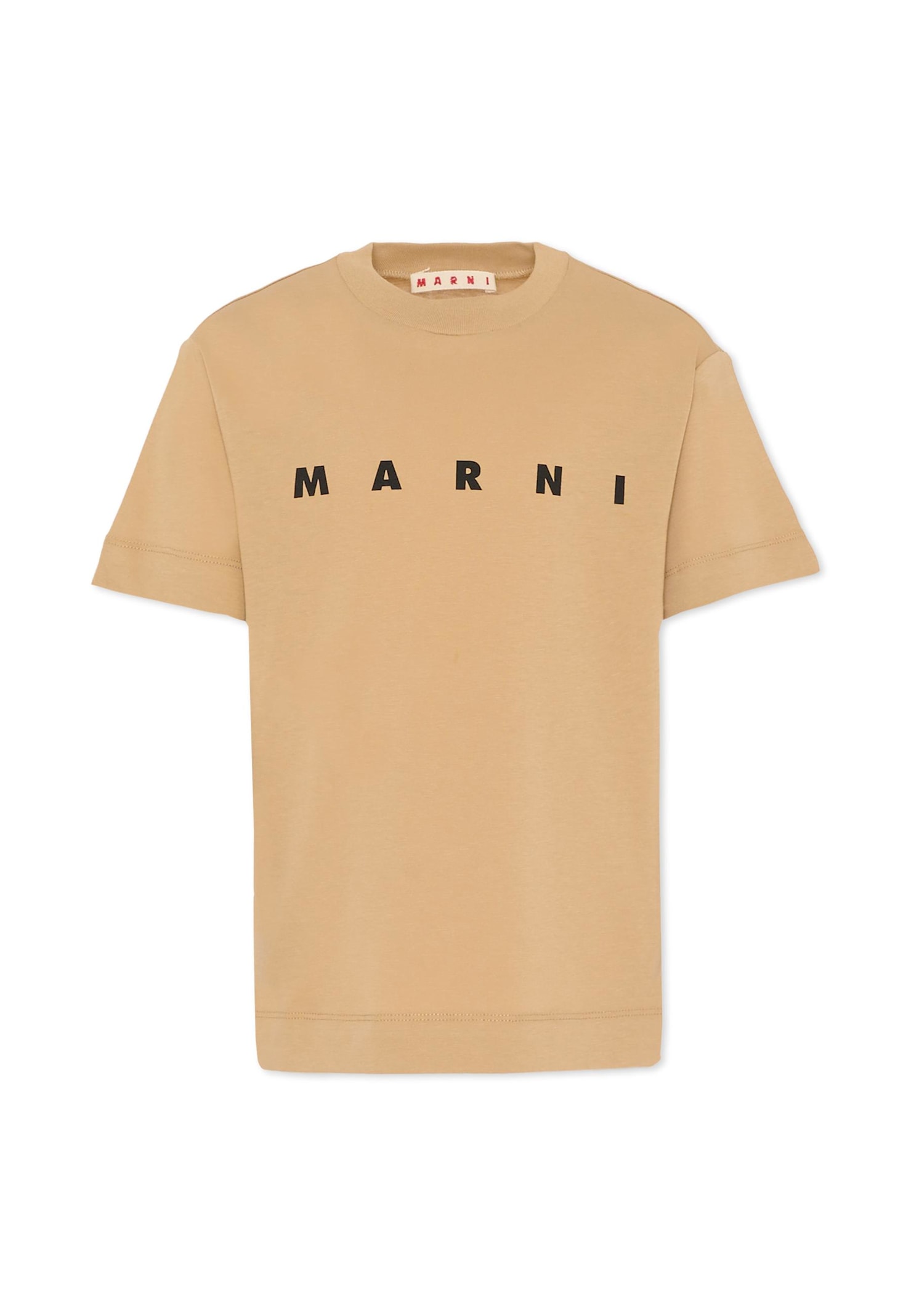 Marni Beige T-shirt For Kids With Logo In Neutral