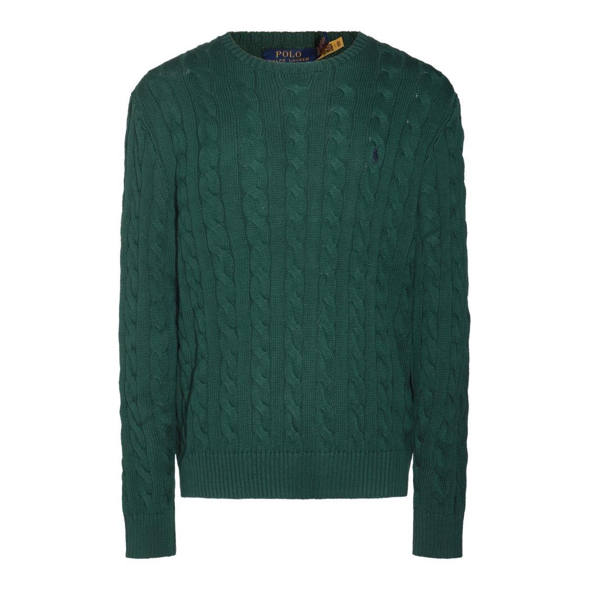 Shop Polo Ralph Lauren Cable-knit Jumper In Vintage Pine