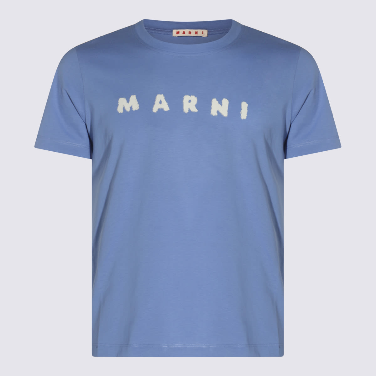 Marni Crew Neck Cotton T-shirt In Blue
