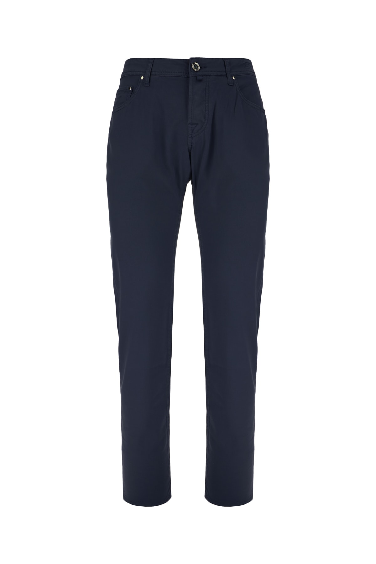 Navy Blue Stretch Cotton Blend Pants