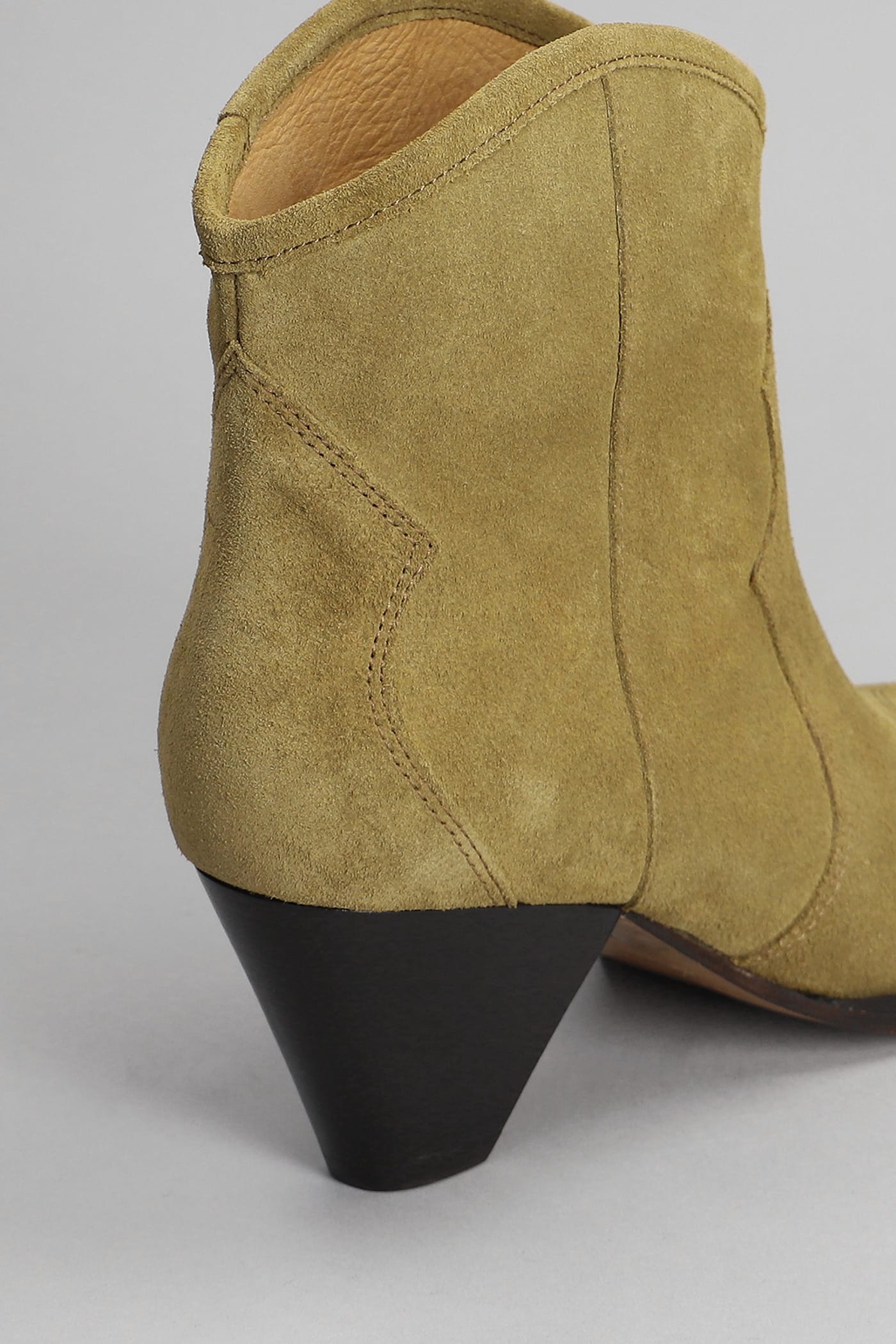 Shop Isabel Marant Darizio Low Heels Ankle Boots In Taupe Suede In Dove Grey