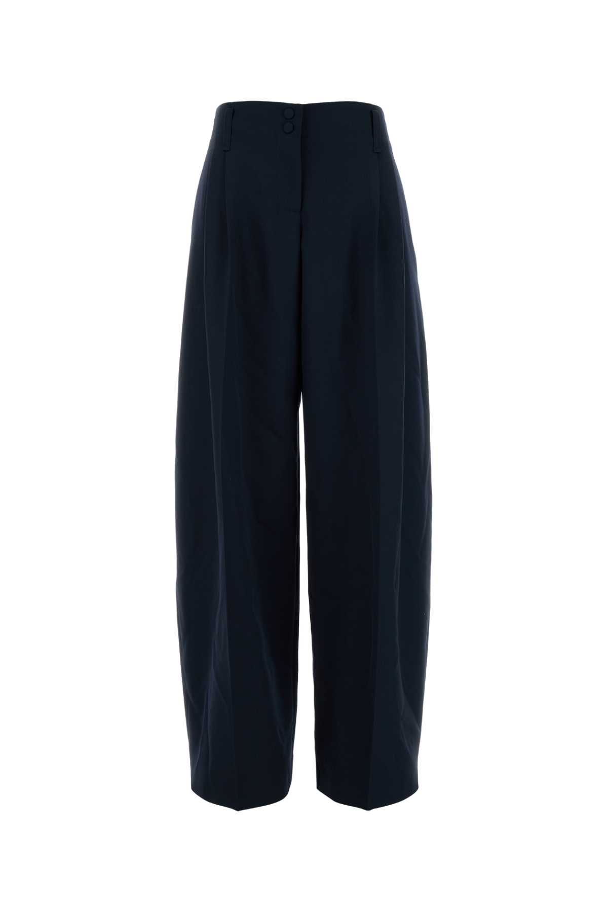 Alexander Mcqueen Navy Blue Wool Wide-leg Pant