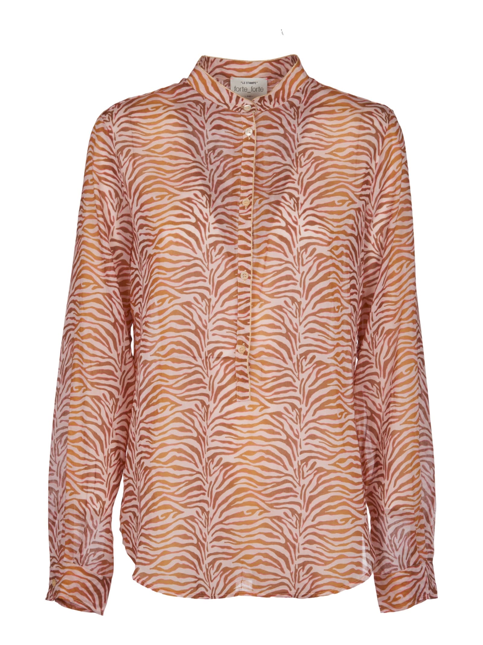 Shop Forte Forte Round Collar Printed Shirt In Heart