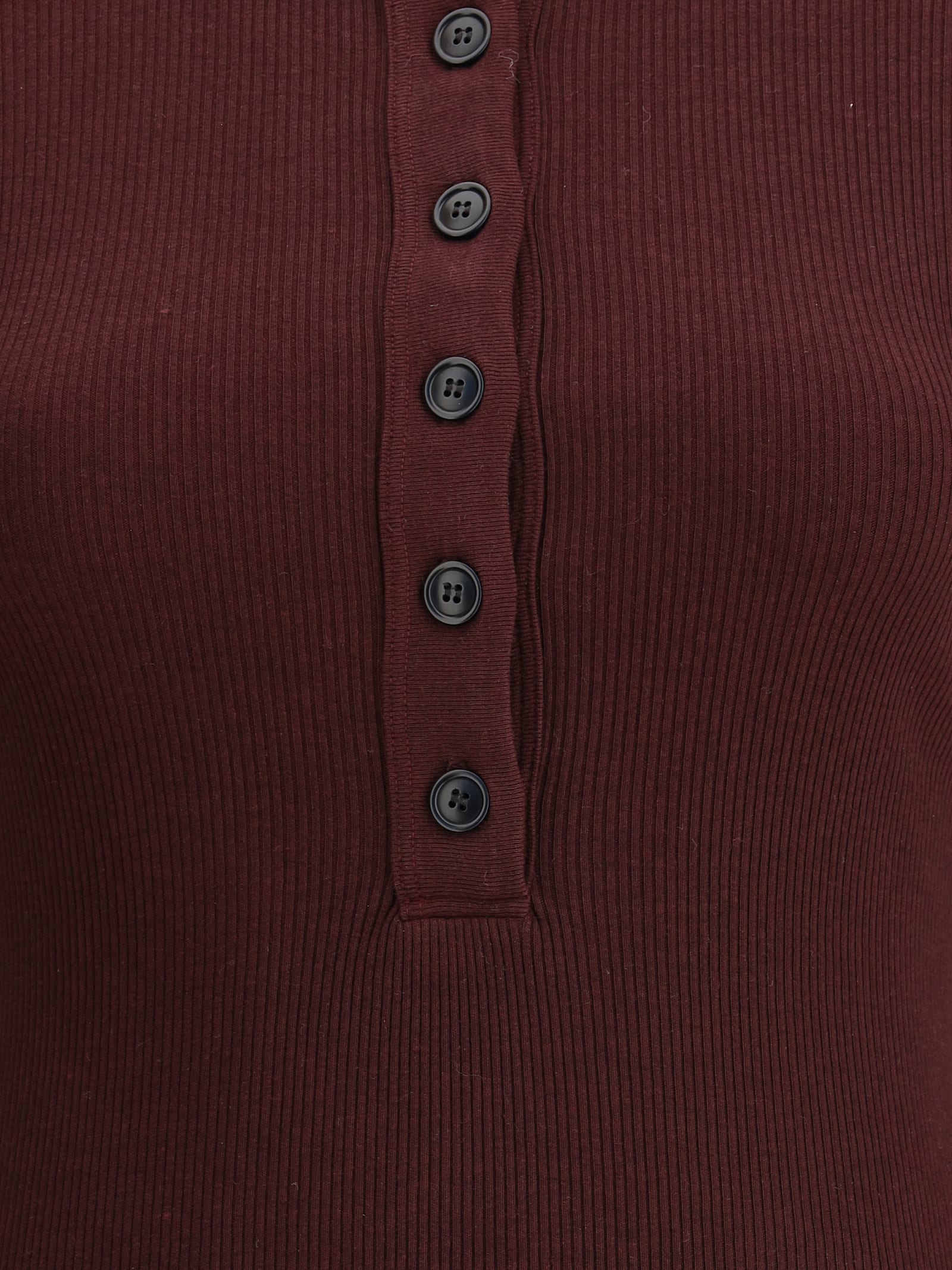 Citizen Of Humanity Varra Ribbed Stretch Cotton And Lyocell-blend Henley Top In Burgundy