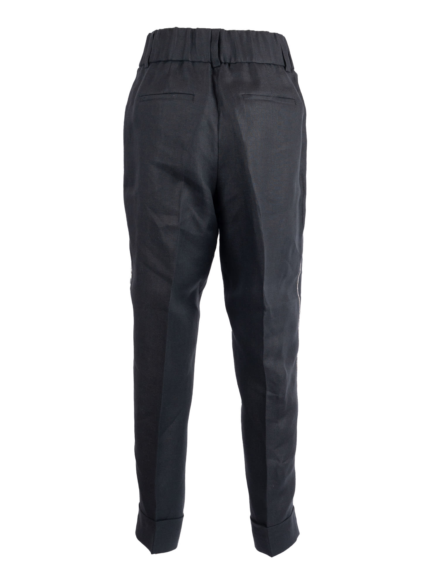 Peserico Pleated Zipper Casual Pants In Blue