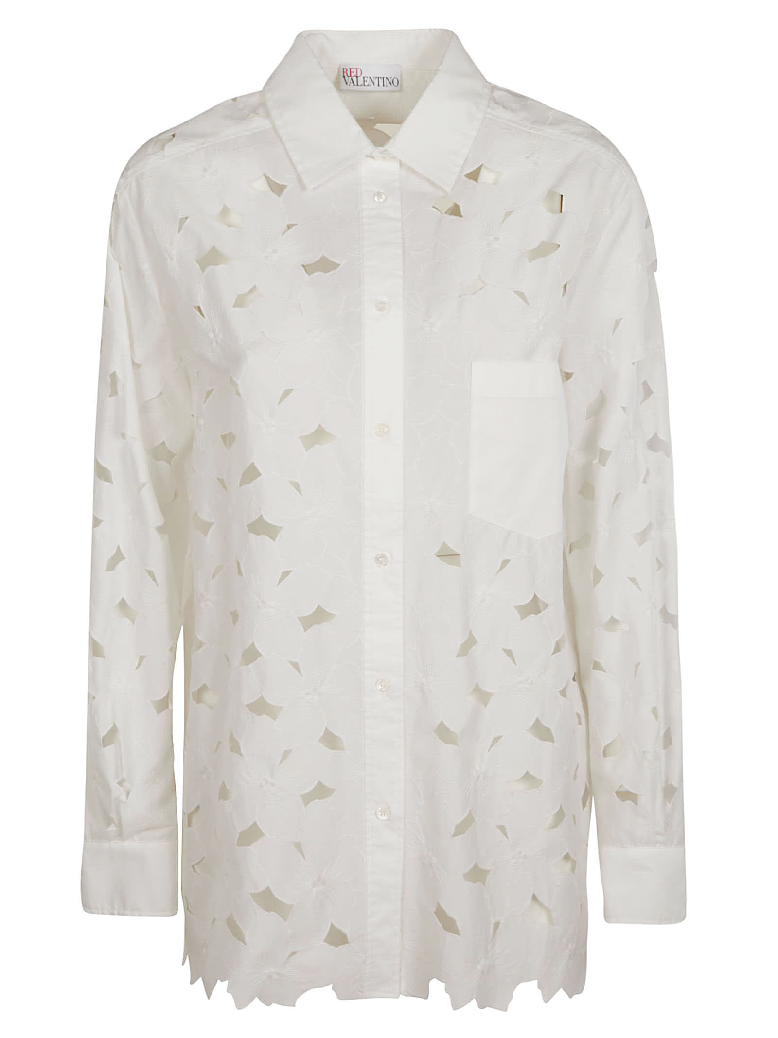 Red Valentino Cottons PERFORATED FLORAL SHIRT