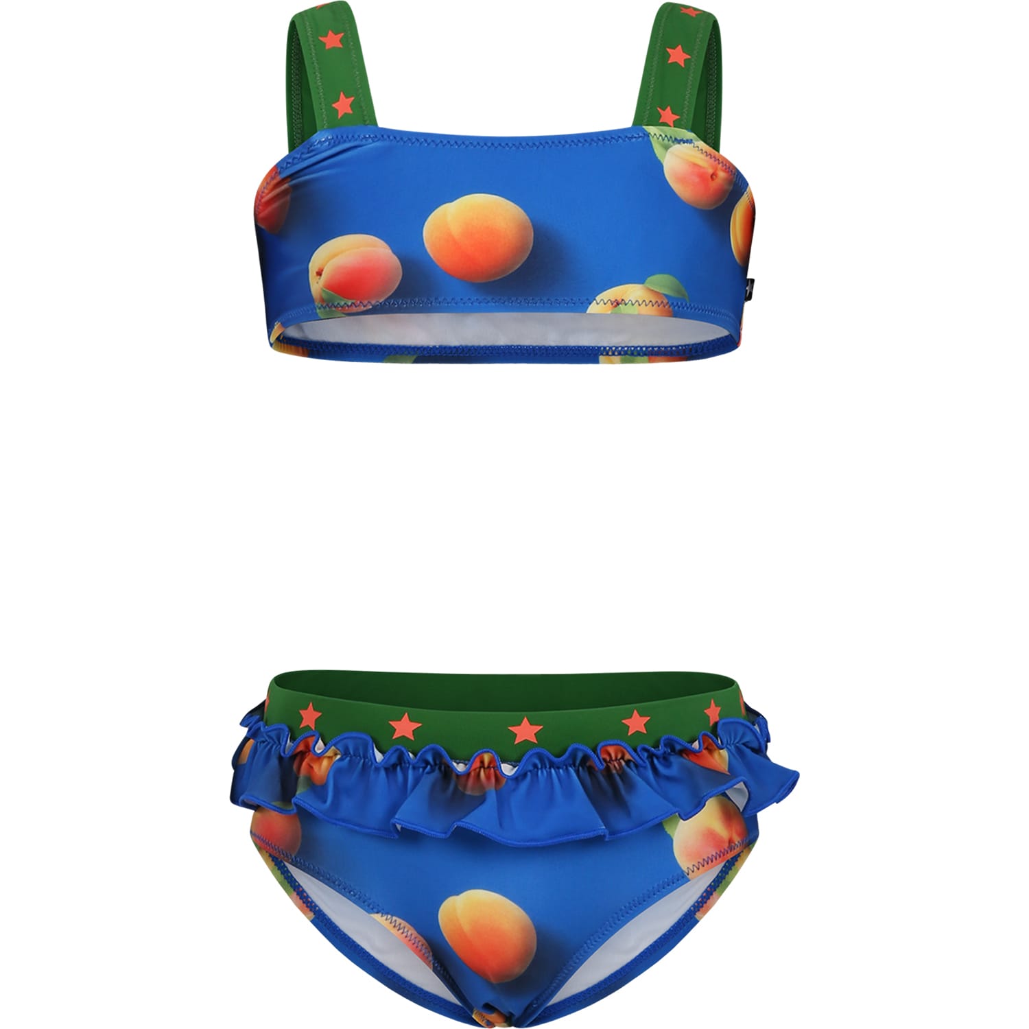 Molo Kids' Blue Bikini For Girl With Apricot Print