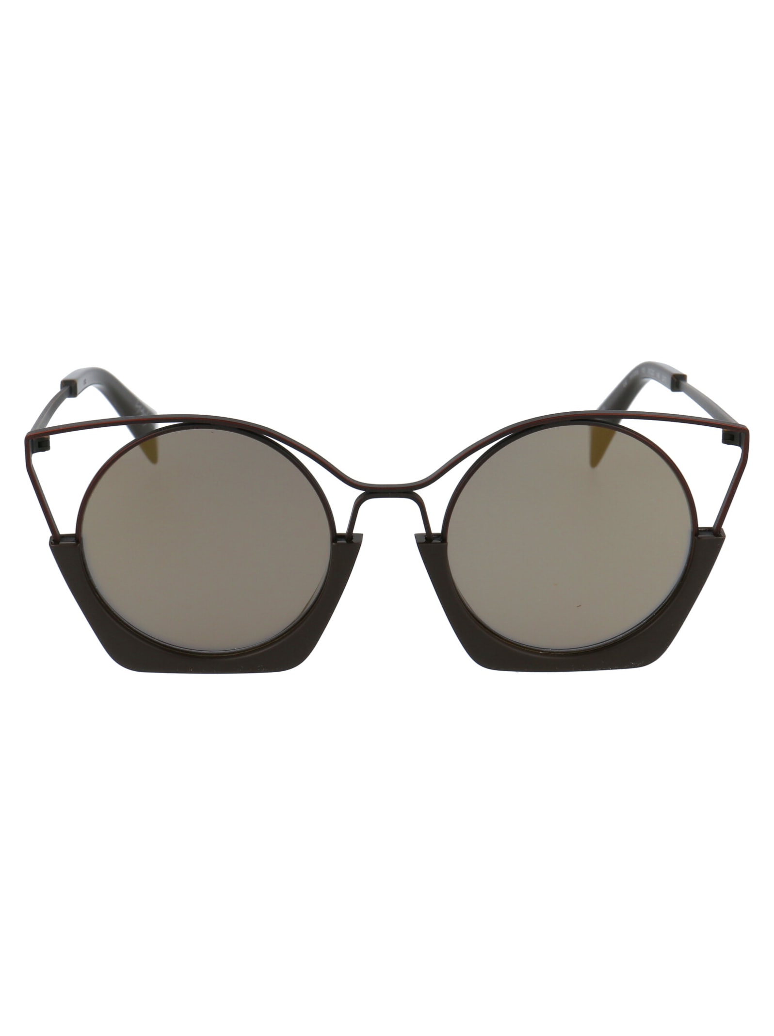 Shop Yohji Yamamoto Yy7016 Sunglasses In 115 Brown