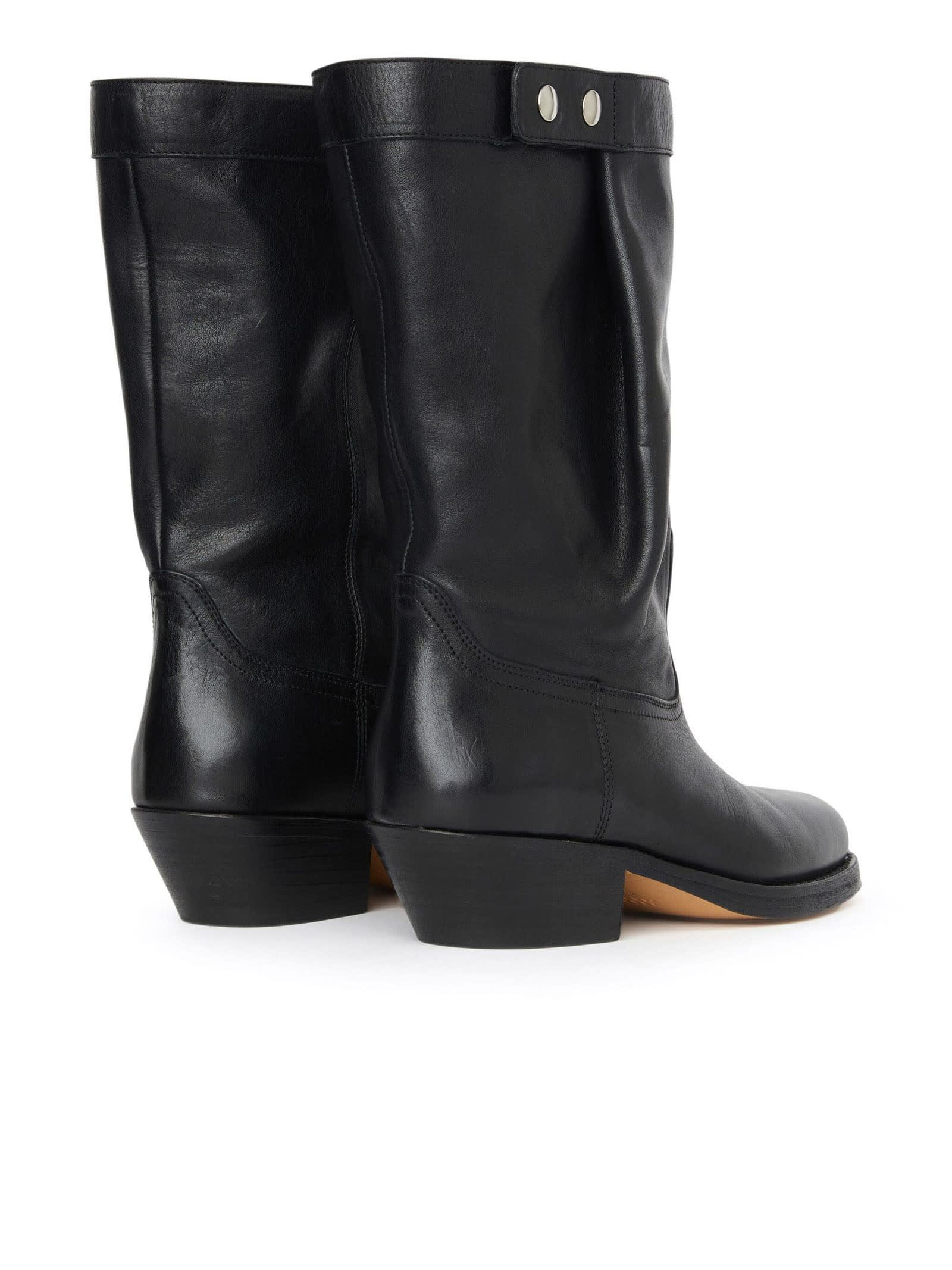 Shop Isabel Marant Ademe Black Leather Boots