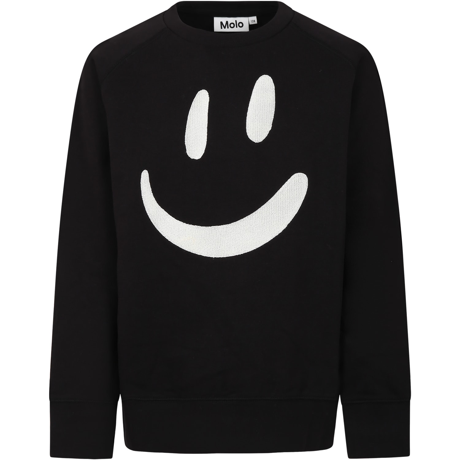Molo Kids' Black Sweatshirt For Girl With Smiley In Nero