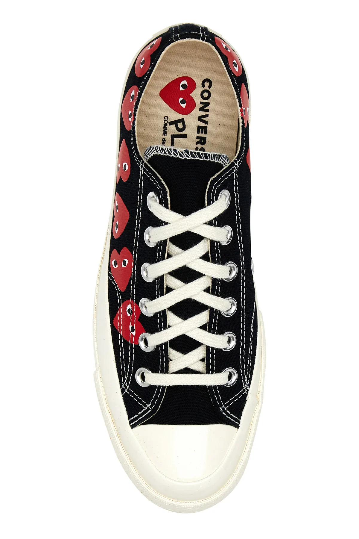 Shop Comme Des Garçons Play Black Canvas Comme Des Garçons X Converse Sneakers