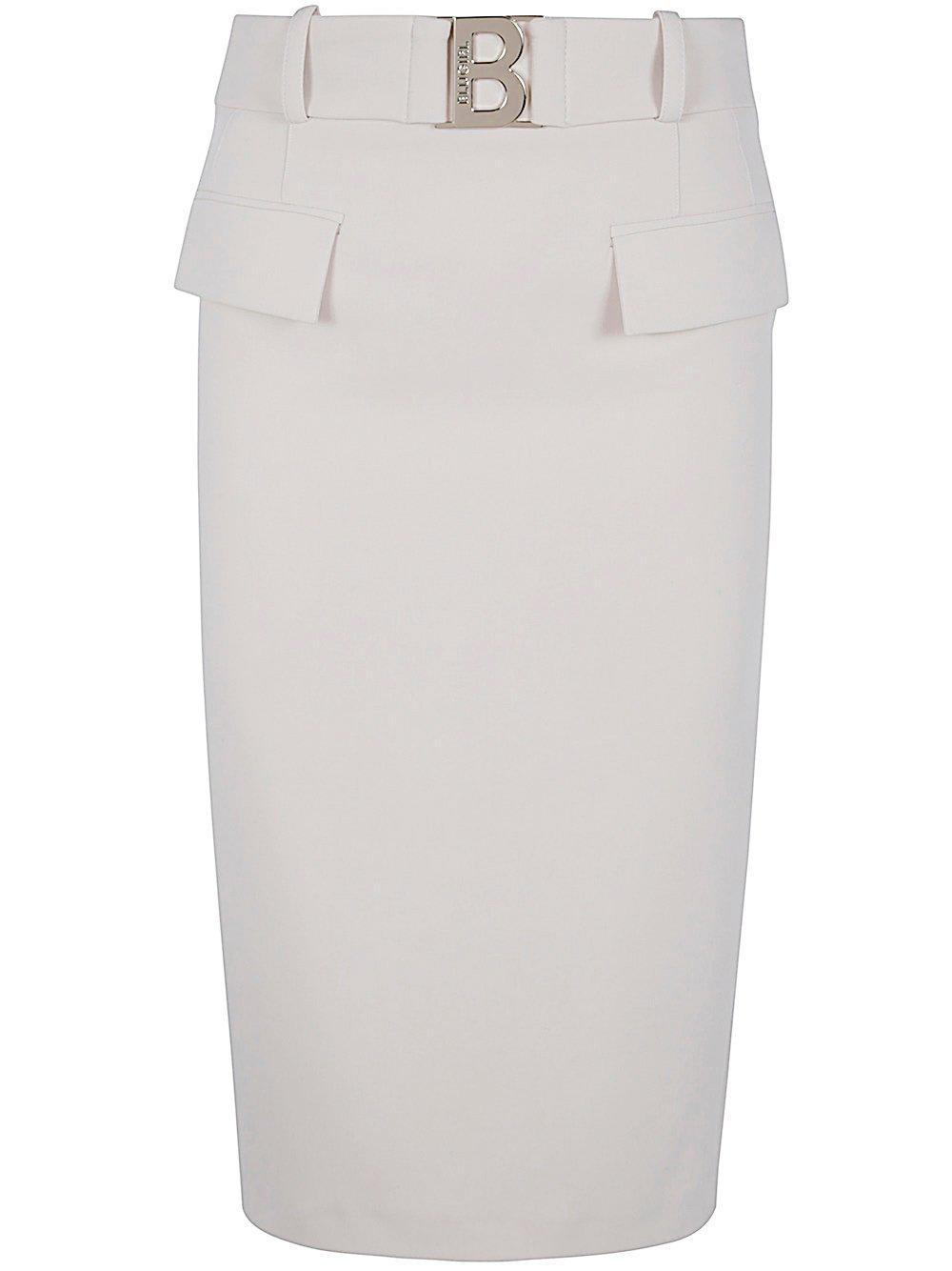 BLUGIRL LOGO PLAQUE REAR SLIT MIDI SKIRT 