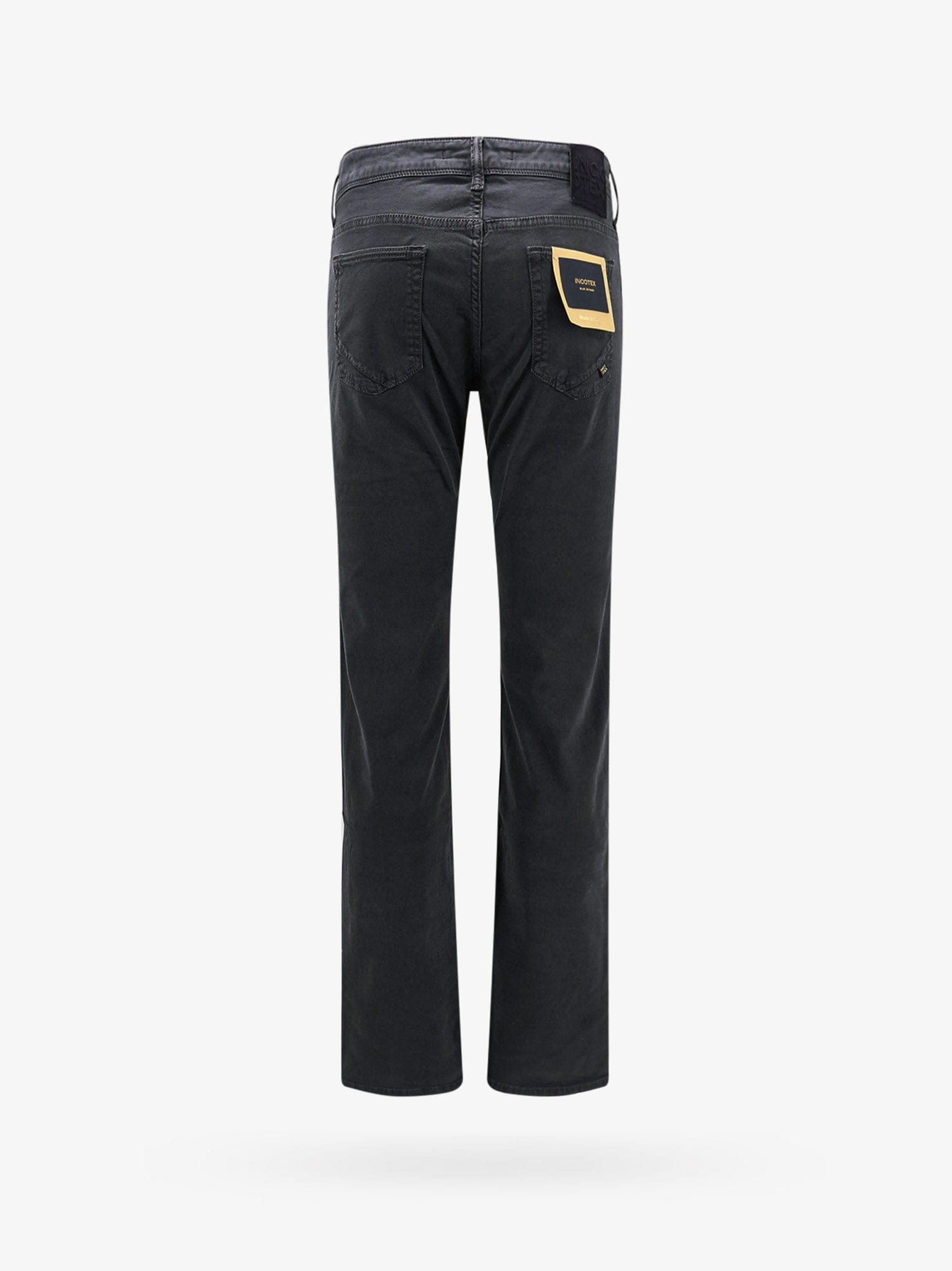 Incotex Stretch Cotton Trouser With Back Suede Logo Patch In Blue