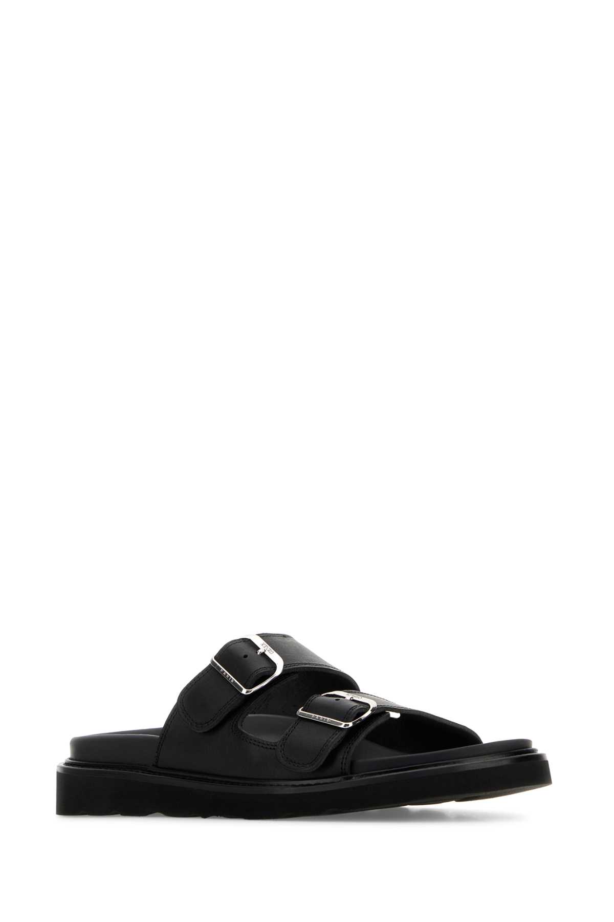 Shop Kenzo Black Leather  Matto Slippers