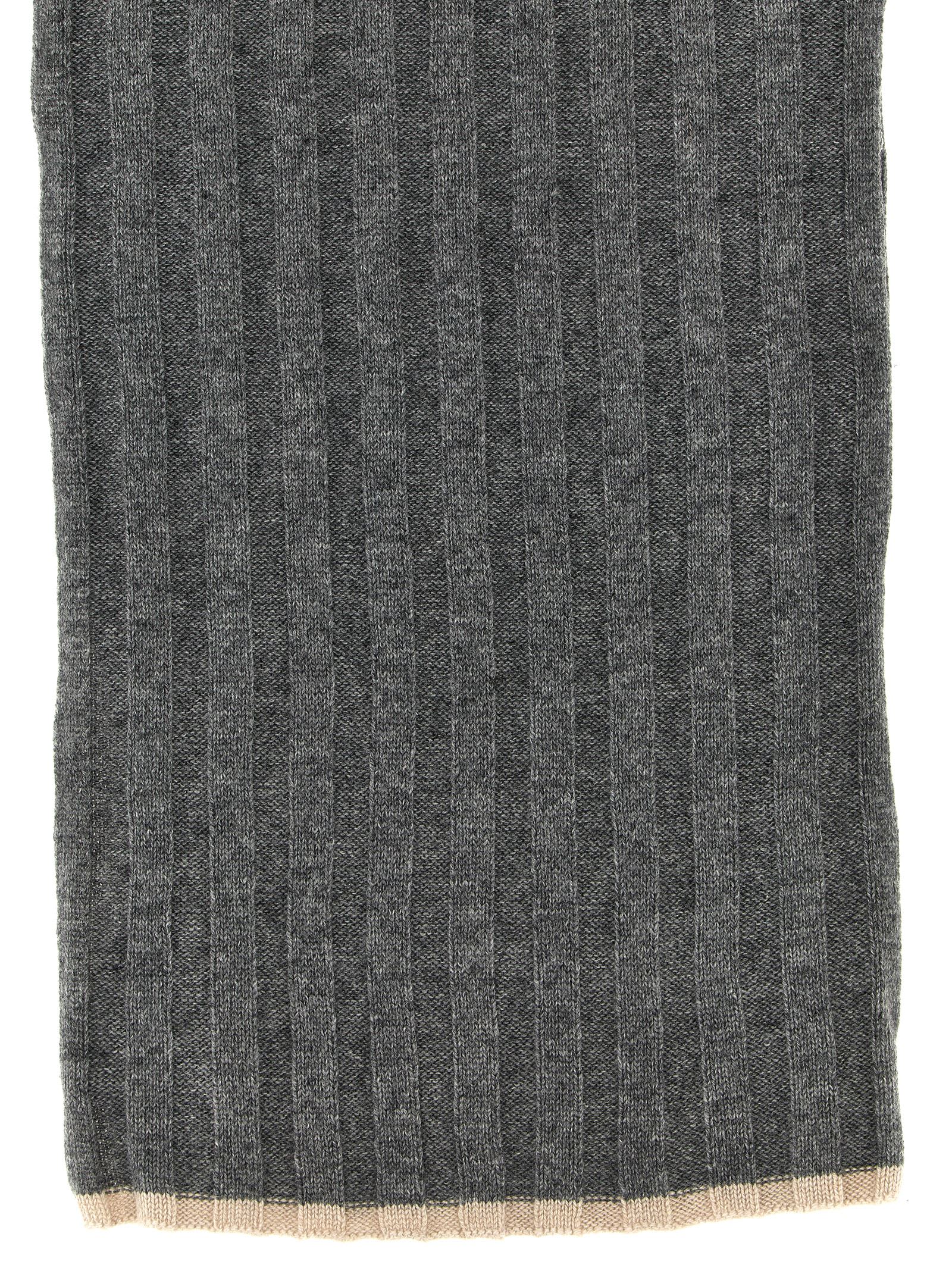 Shop Brunello Cucinelli Ribbed Scarf In Gray