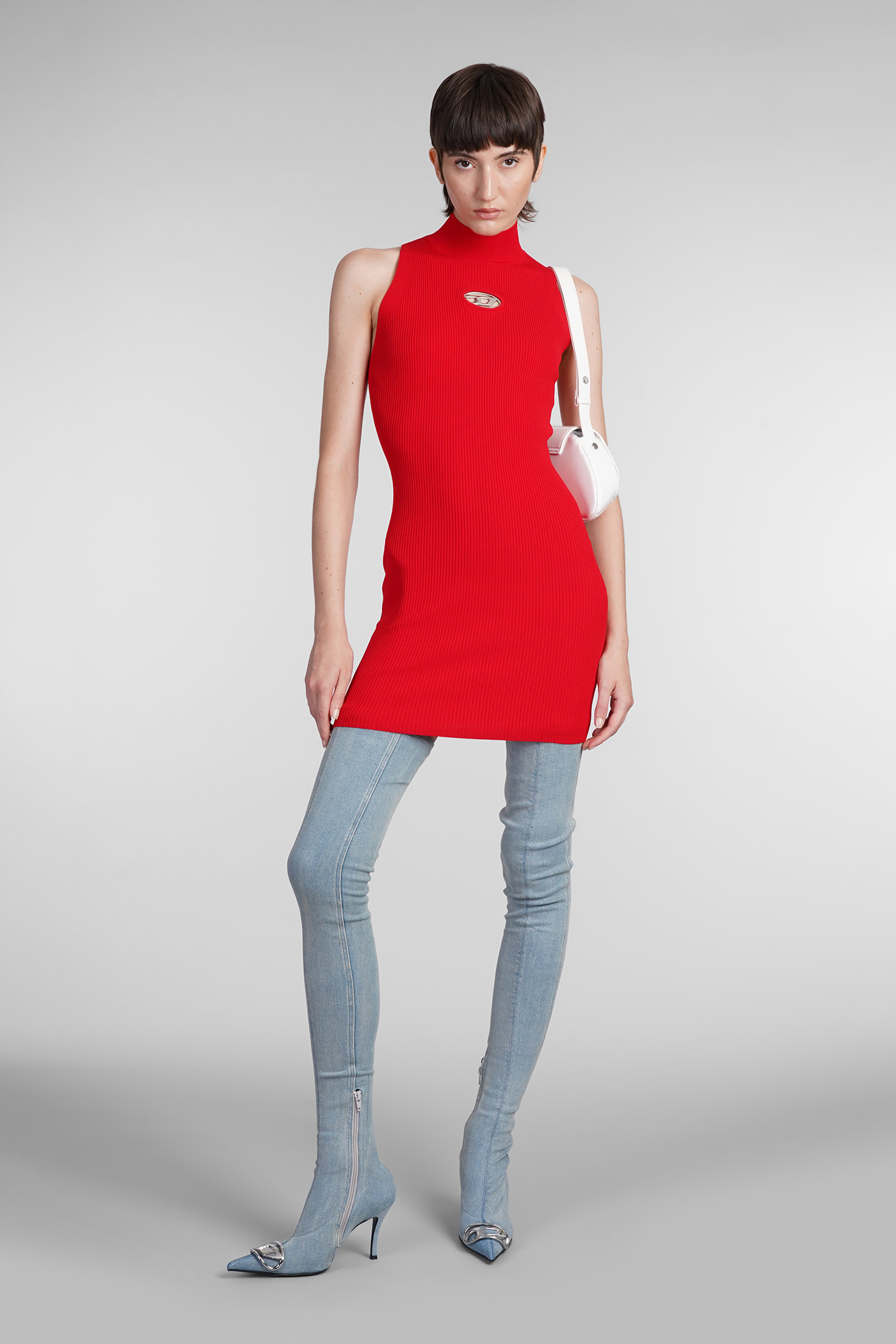 Shop Diesel M Onervax Dress In Red Rayon