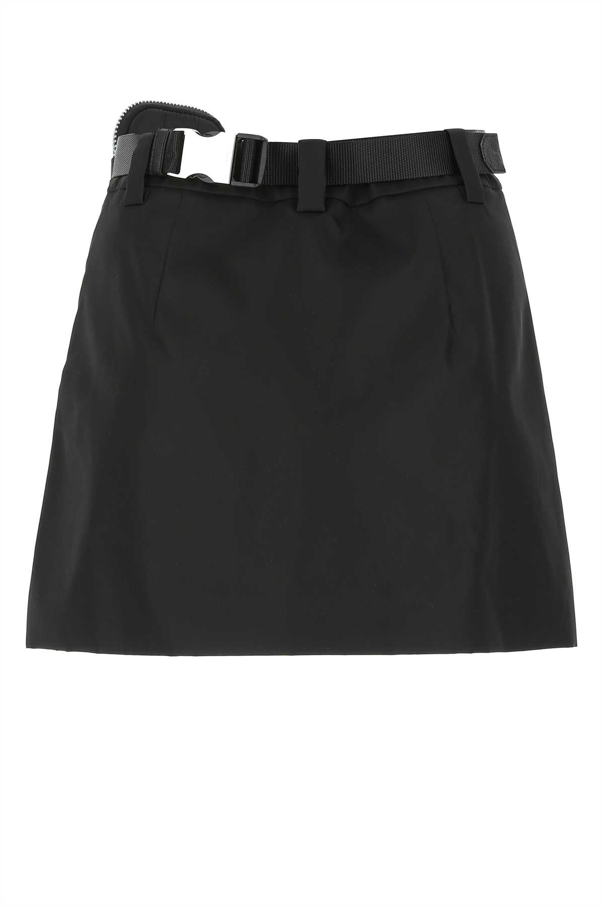 Shop Prada Black Nylon Mini Skirt In F0002