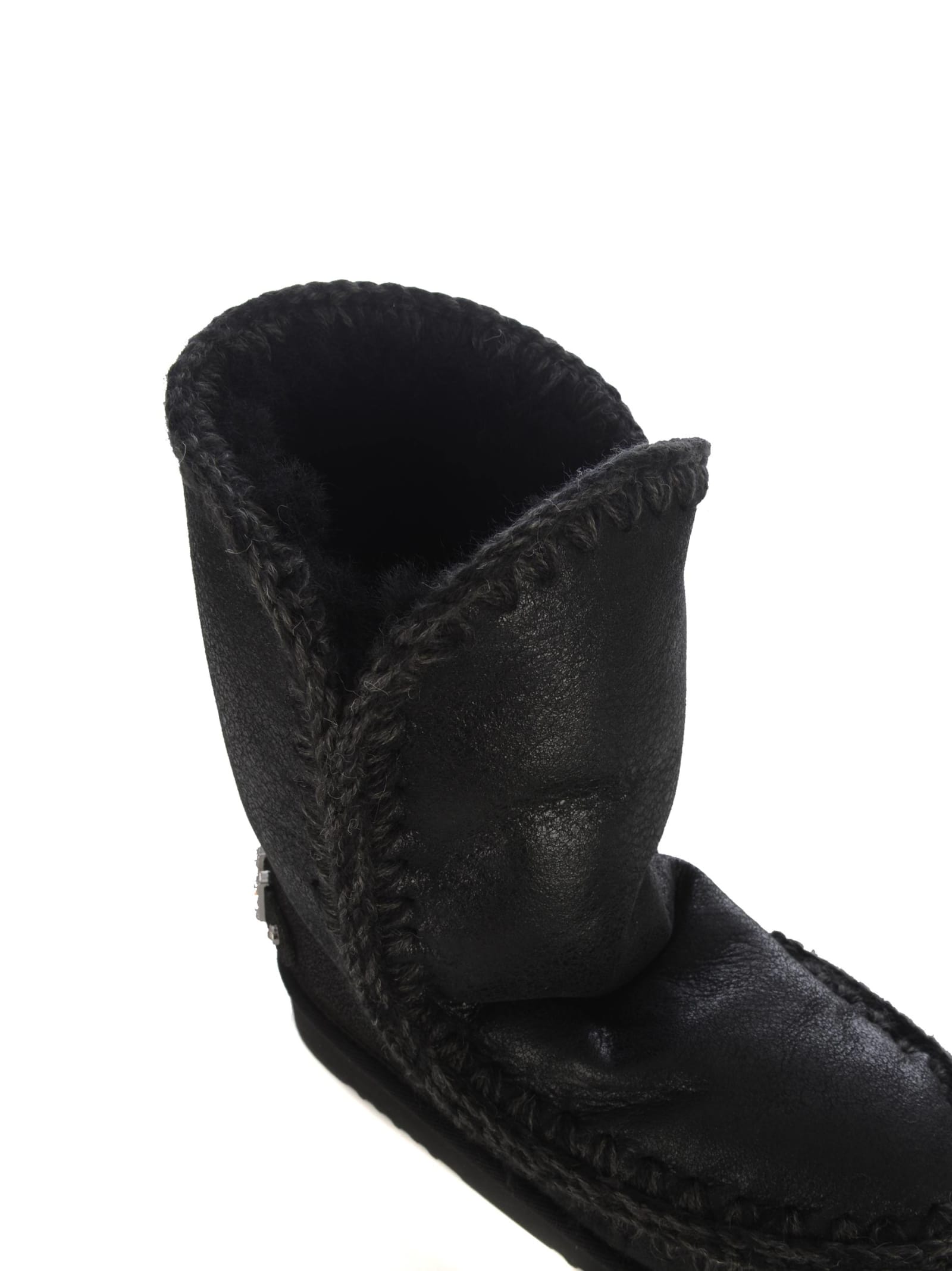 Shop Mou Boots  Eskimo24 Rhinestones Made Of Leather In Black