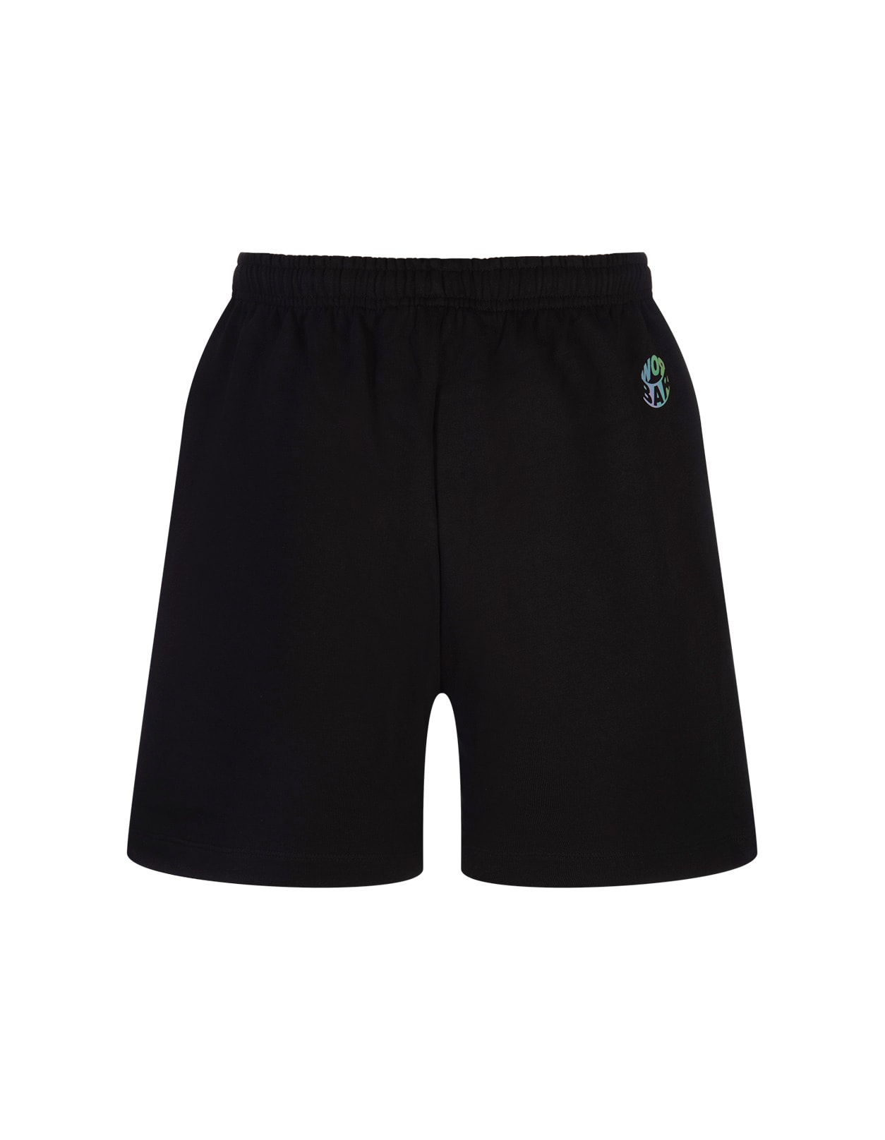 Barrow Black Bermuda Shorts With Contrast Lettering Logo In Nero/black