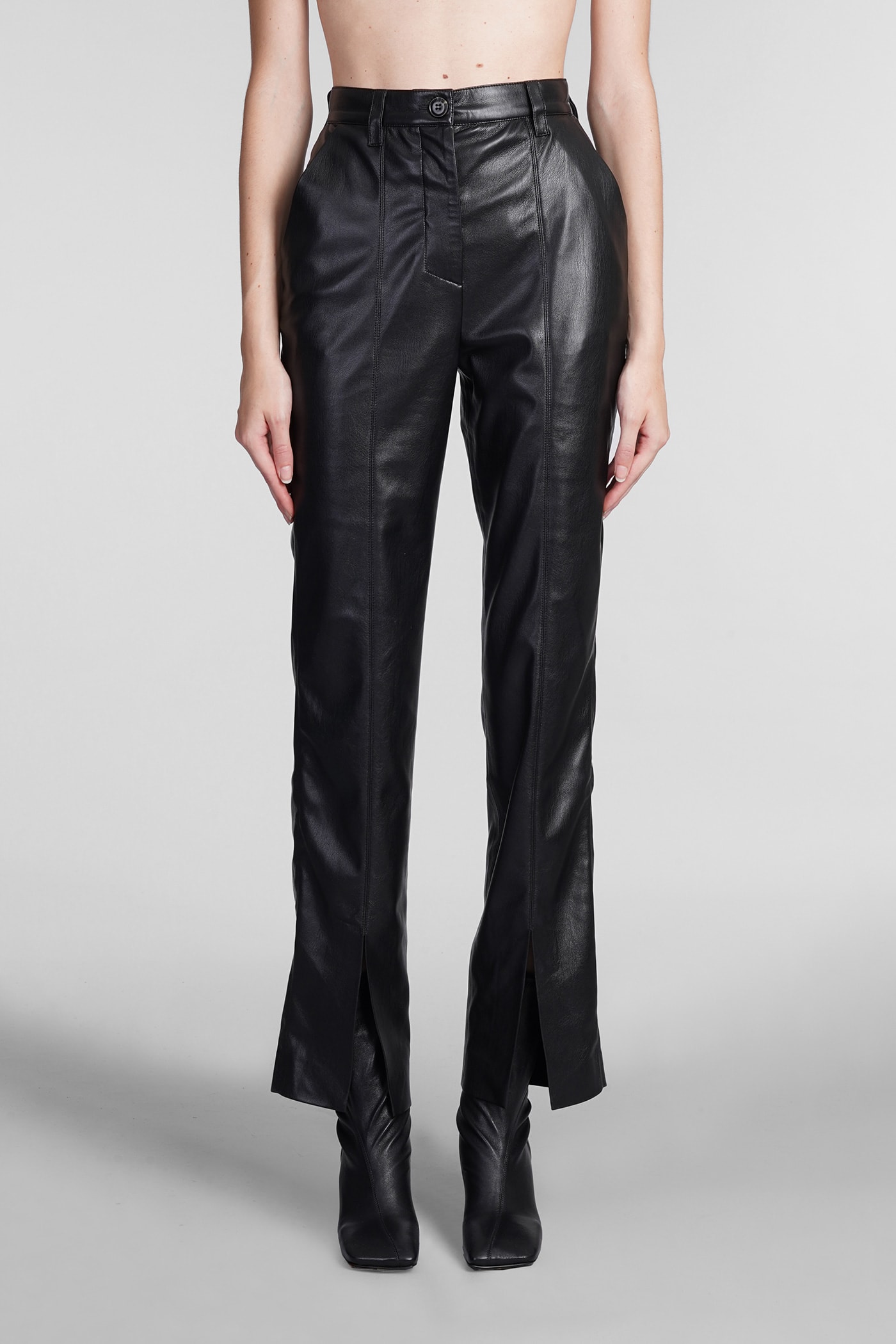 Nanushka Masa Pants In Black Synthetic Leather