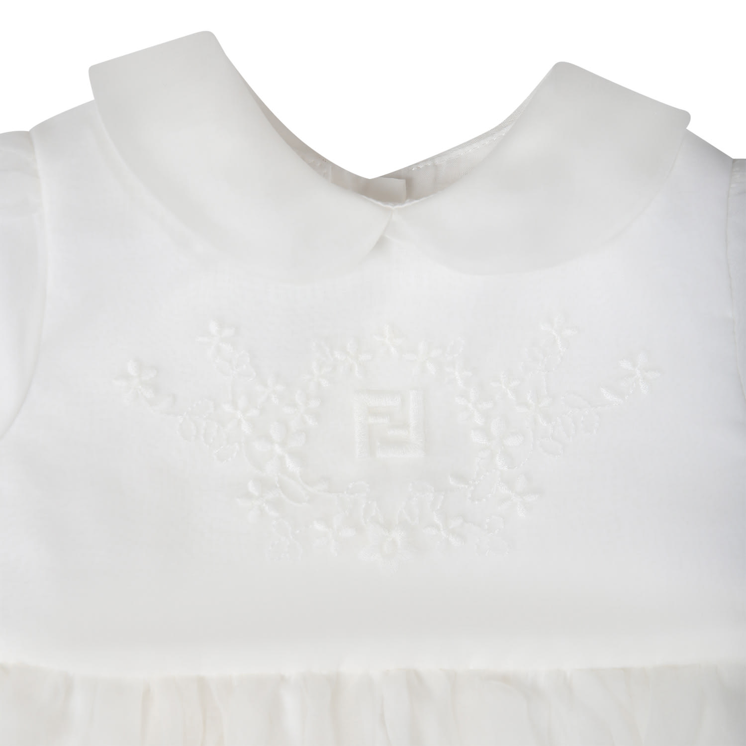 Shop Fendi White Dress For Baby Girl