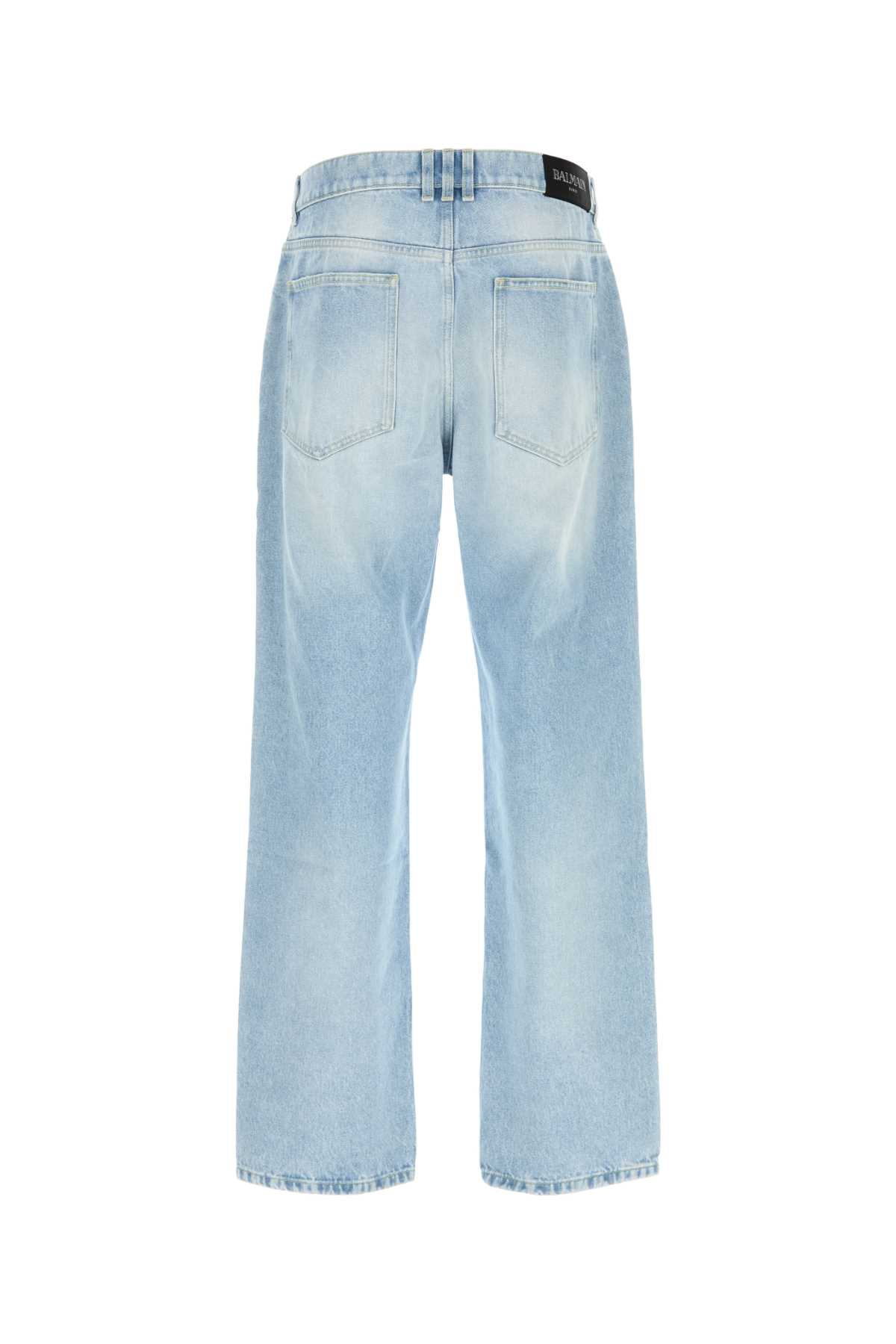 Shop Balmain Denim Wide-leg Jeans In Bleujeanclair