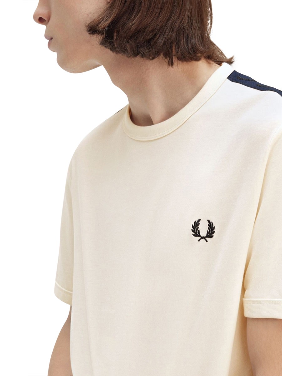 Fred Perry Ringer T-shirt With Contrast Webbing In Neutral