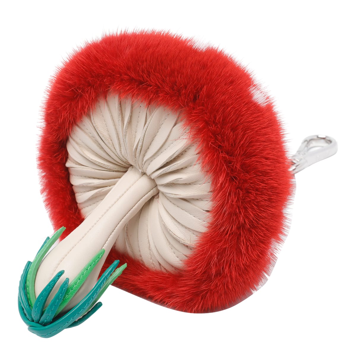 Fendi Multicolor Leather And Fur Fungo Charm In Red