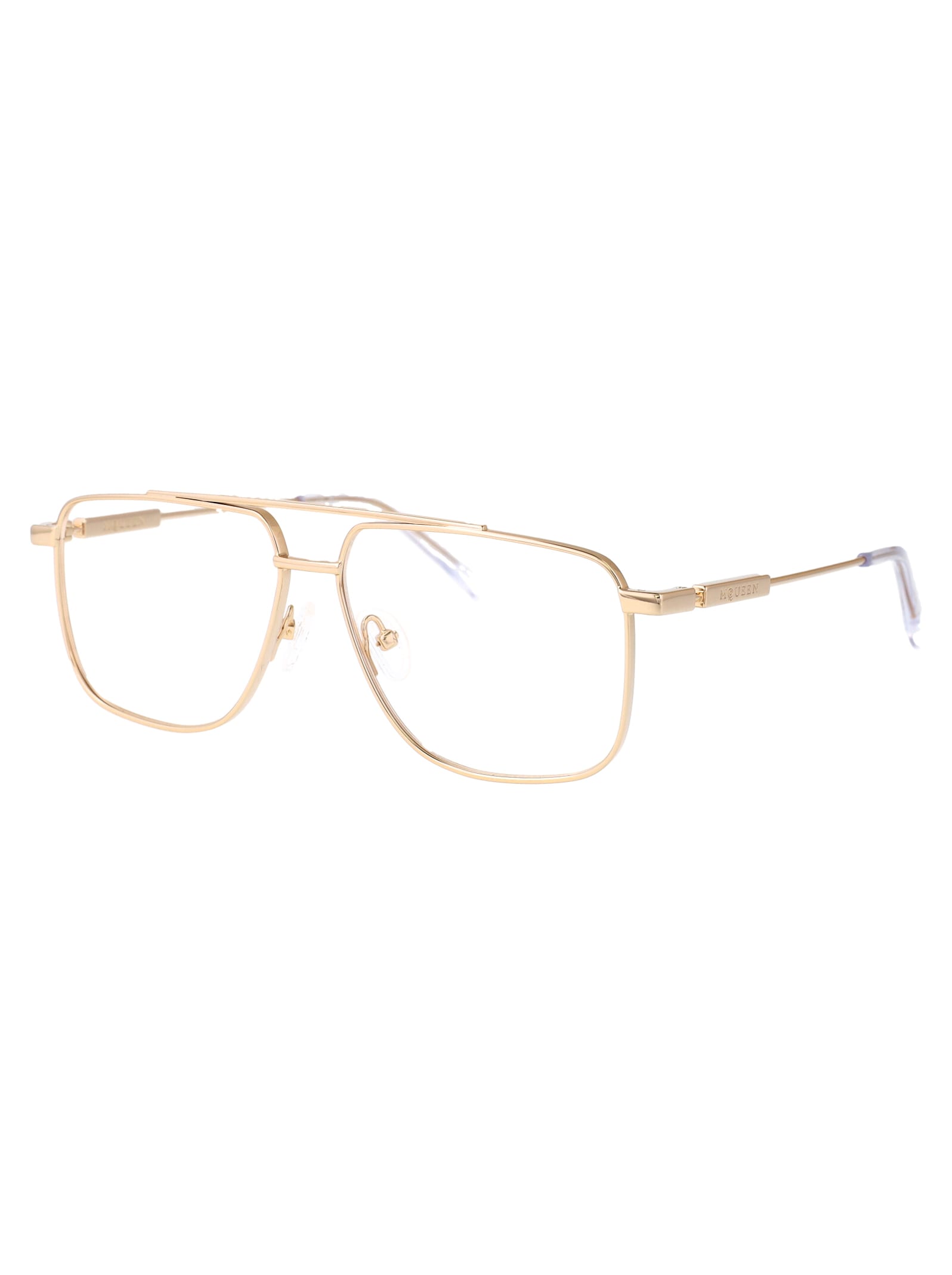 Alexander Mcqueen Am0480o Glasses In Gold-gold-transparent