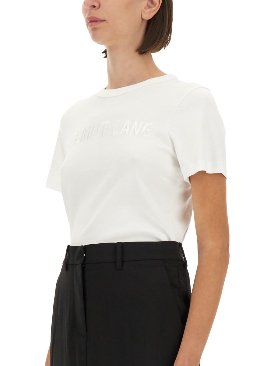 Helmut Lang Logo Crew Neck Slim Fit T-shirt In White