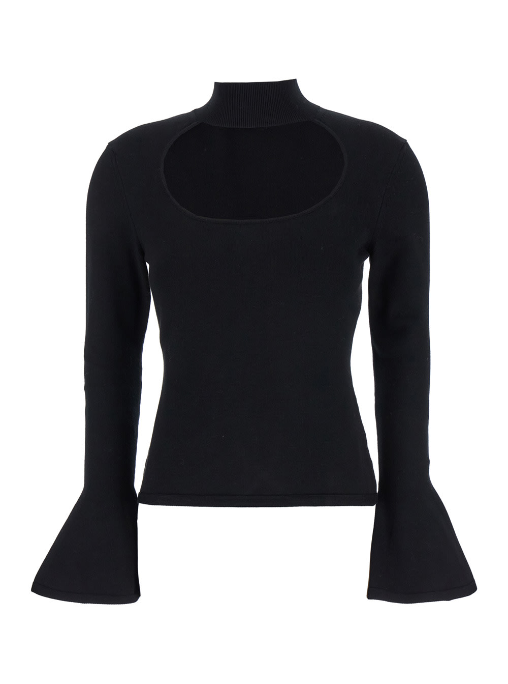 Black Sweater With High Neck And Cut-out Detail In Viscose Blend Woman