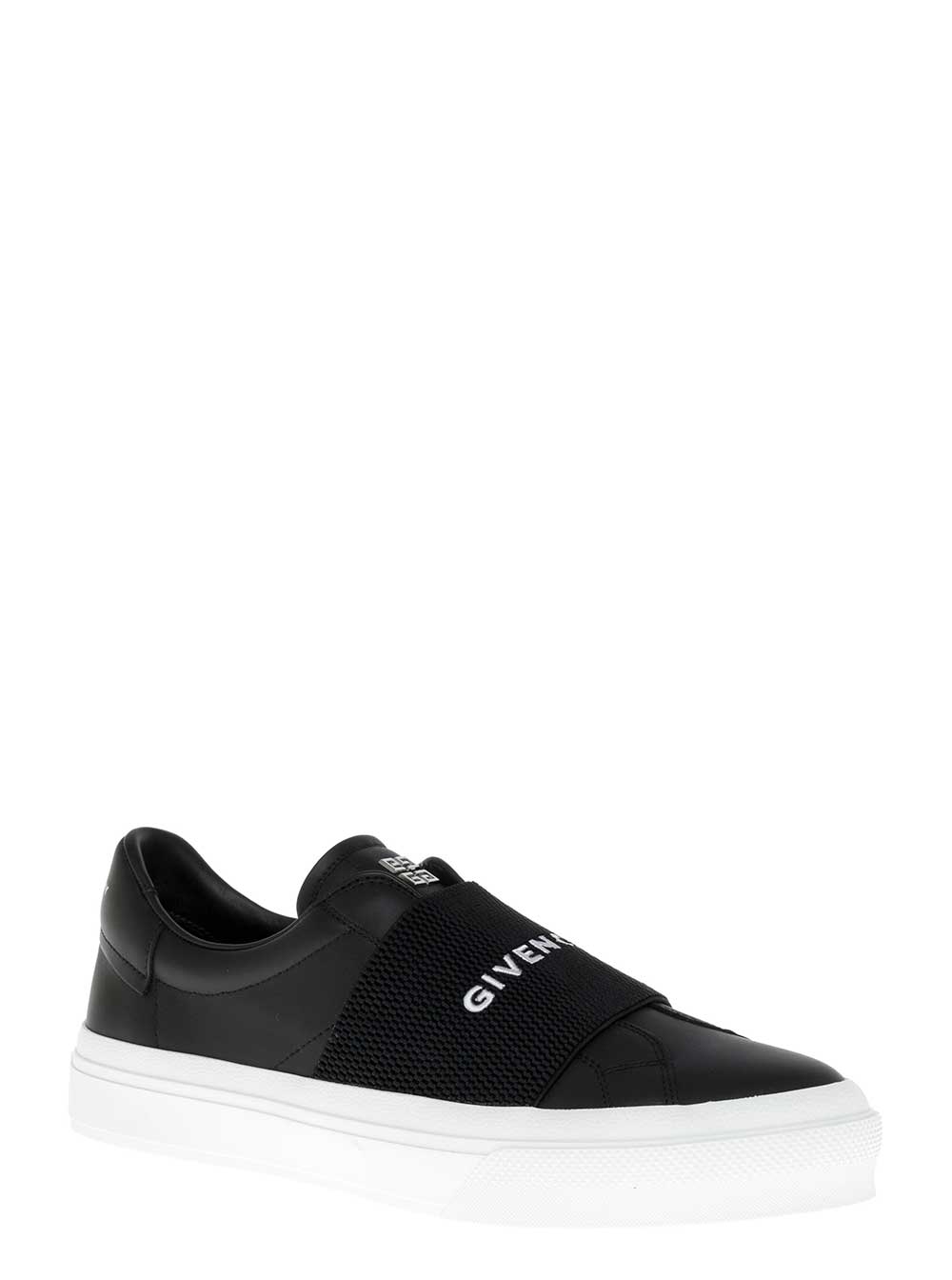 Shop Givenchy City Court Black Leather Sneakers With Logo