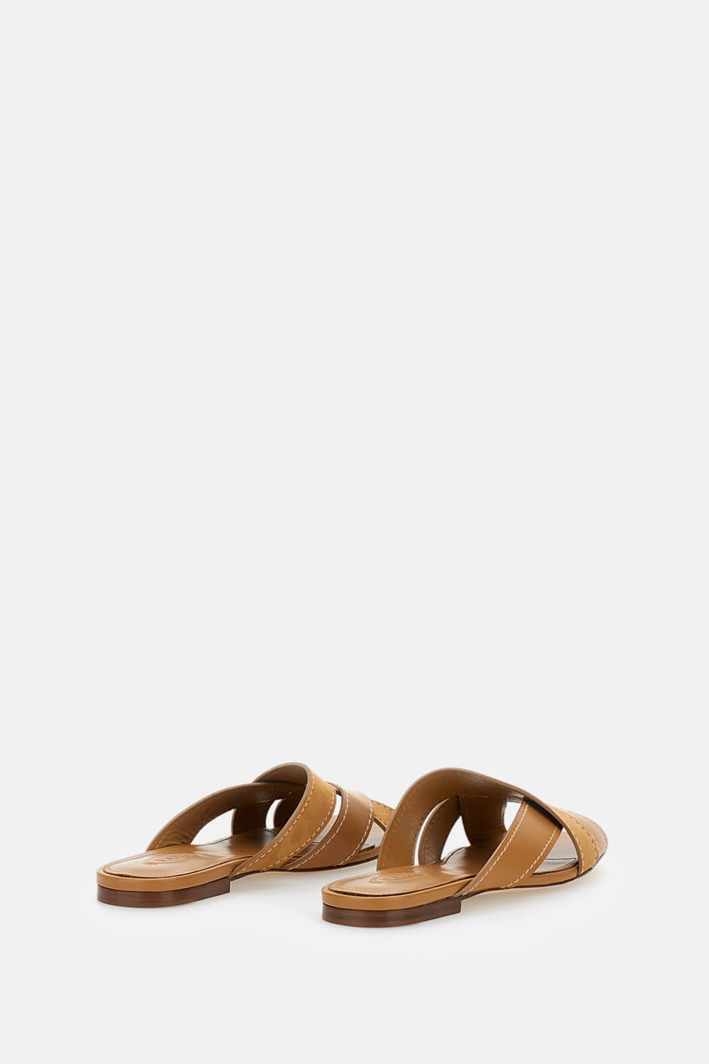 Tod's Sandals Heel Contrast Stitching Crisscross Straps In Animal Print