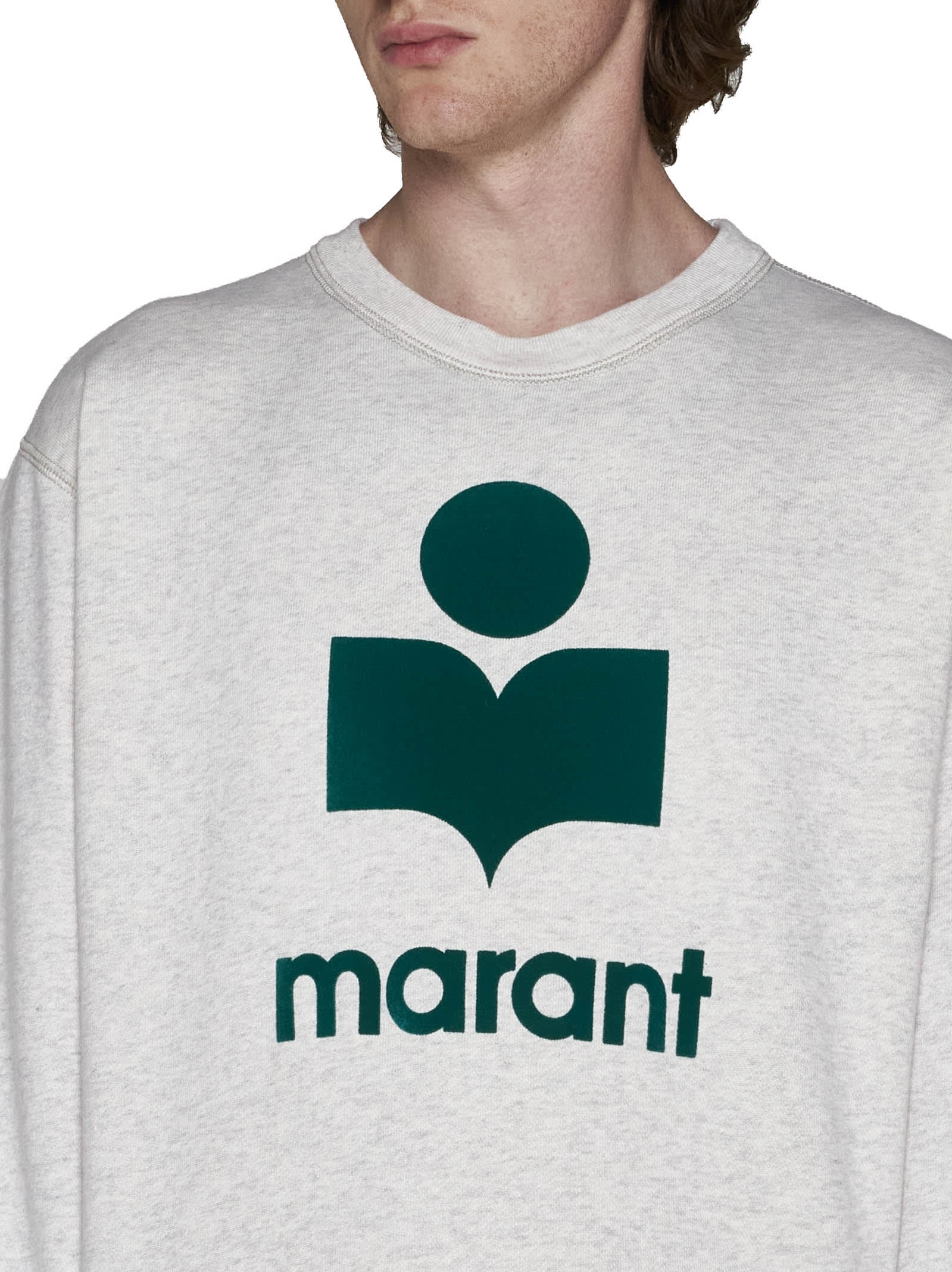 Shop Isabel Marant Sweater In Ecru/emerald