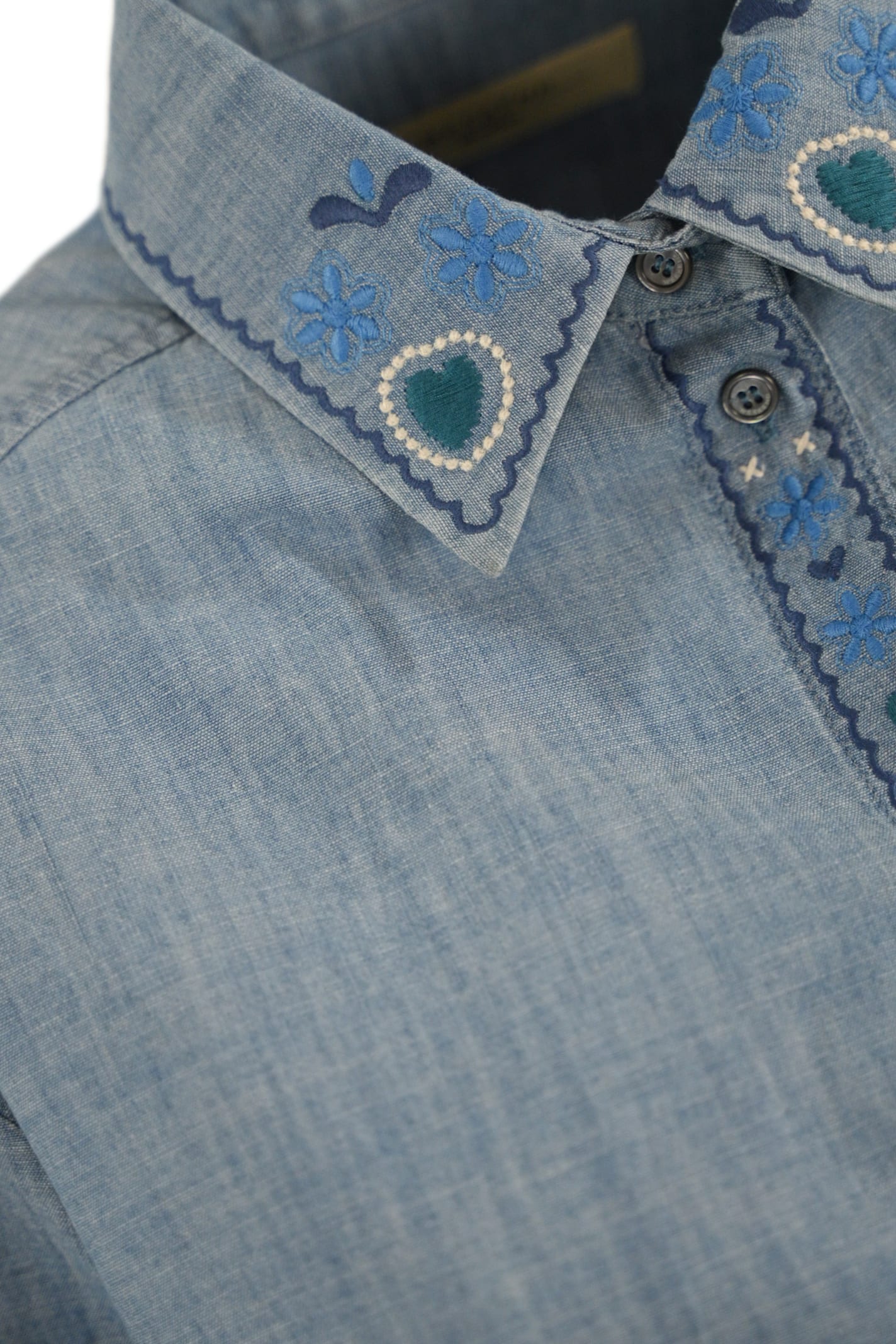 Weekend Max Mara Musette Chambray Cotton Shirt In Blu