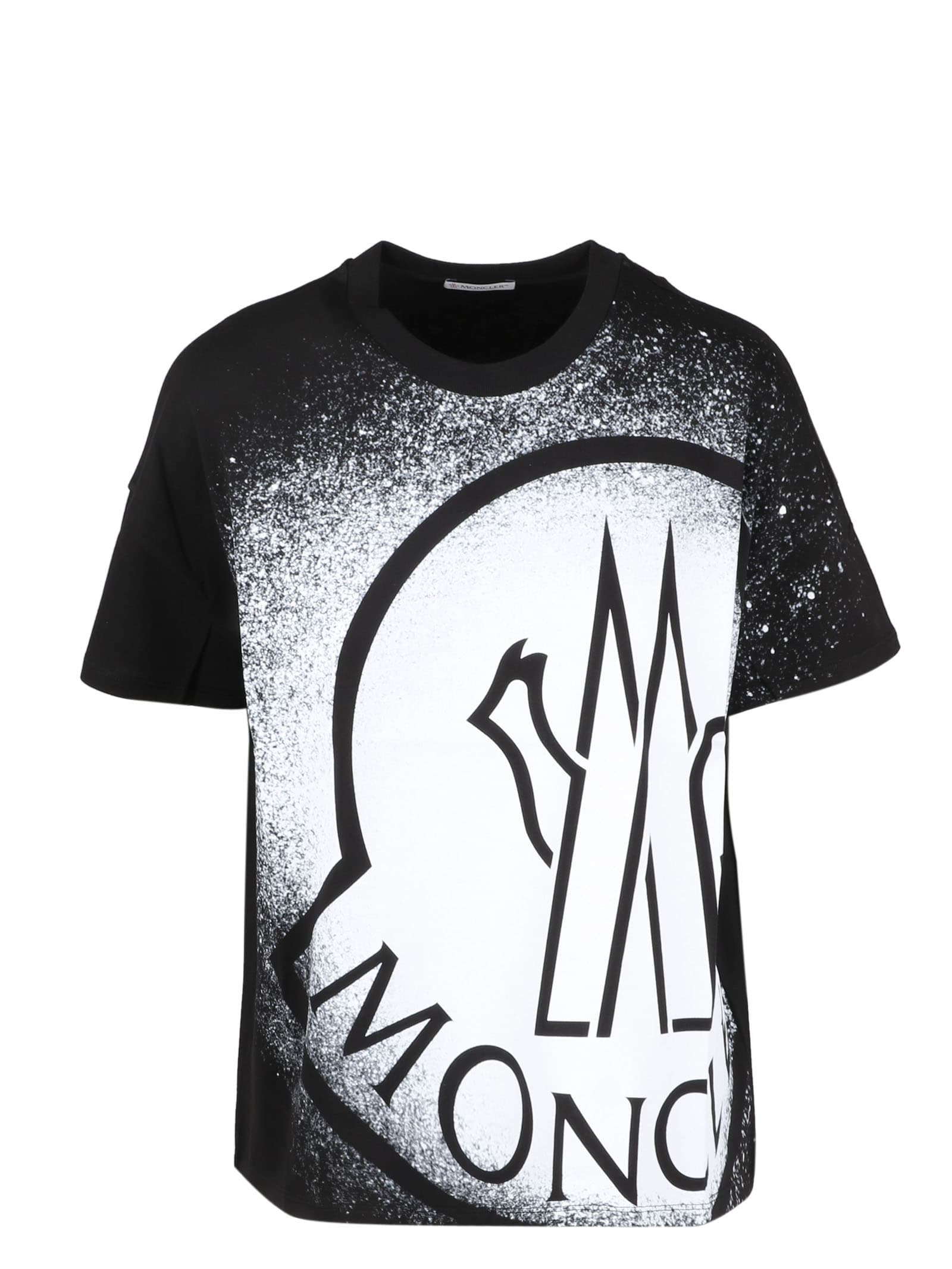 Shop Moncler Spray Logo Print T-shirt In Black