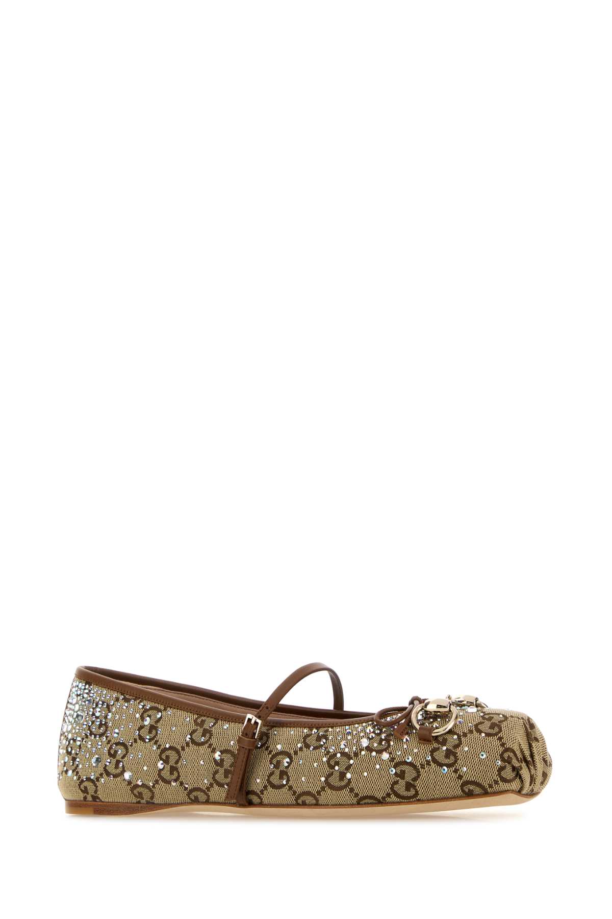 Gucci Ballerina Shoes With Buckle And Embellishments In Animal Print