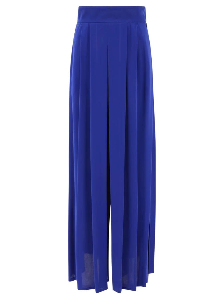 Shop Max Mara Blue Crepe Wide-leg Cimone Pant In Mare