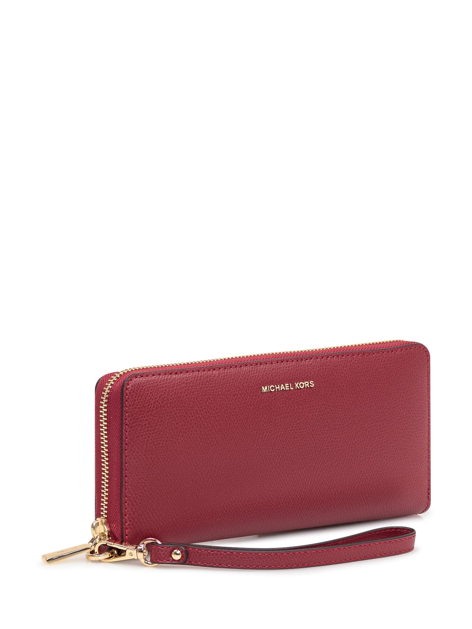 Shop Michael Michael Kors Jetset Travel Continental Wallet In Deep Red