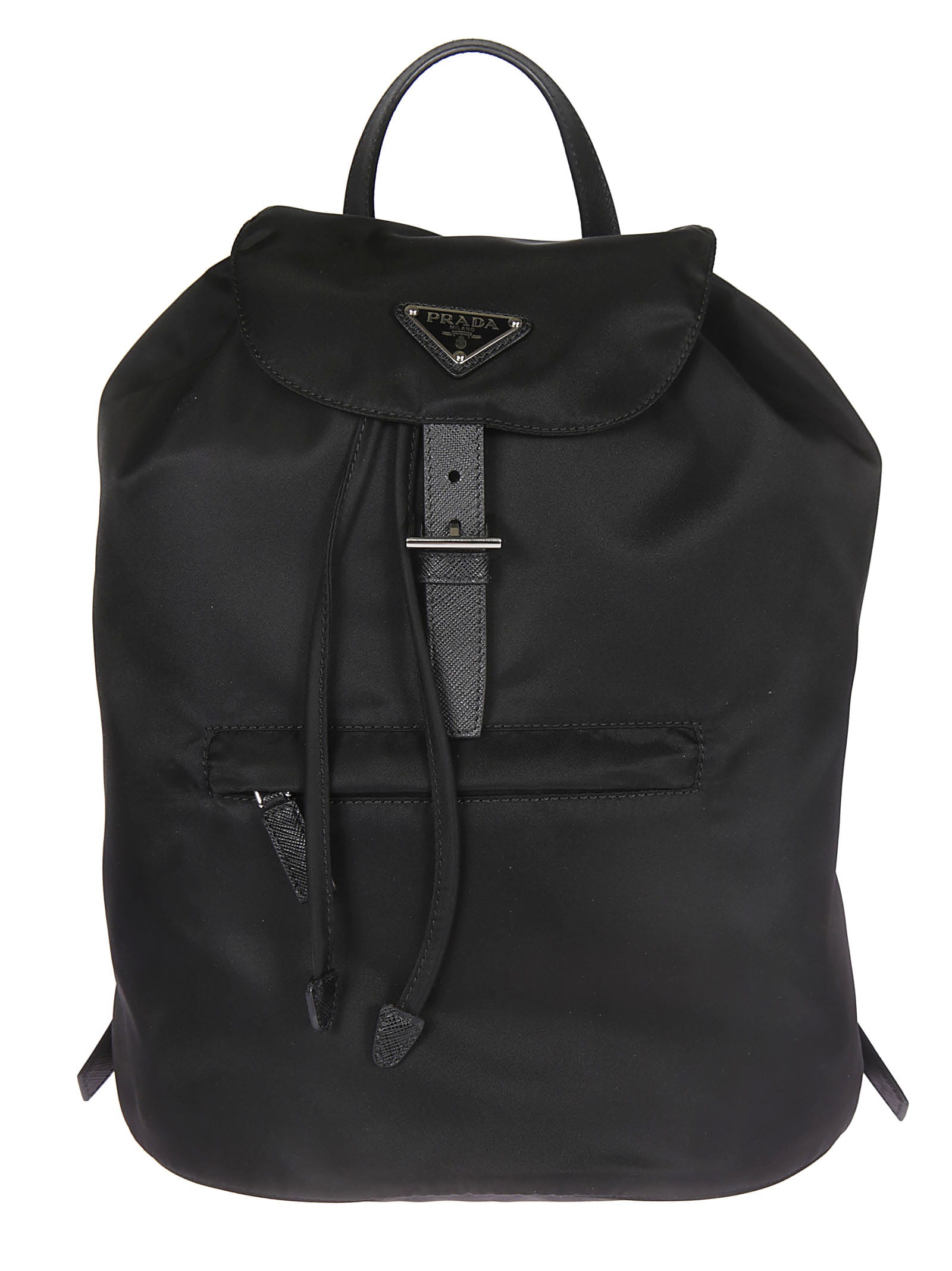 Prada Prada Triangle Logo Drawstring Backpack Black 11017529 italist