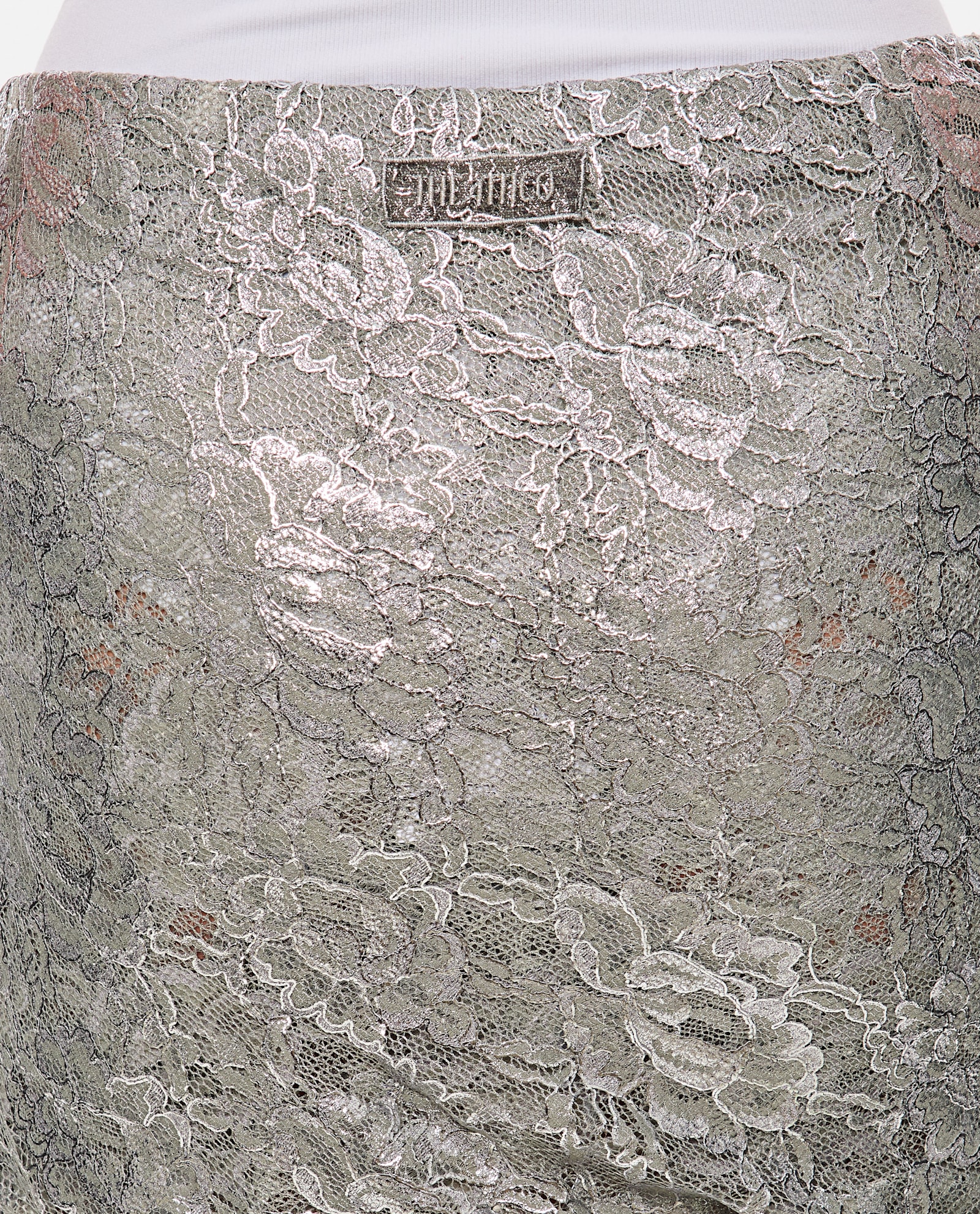Attico Lace Midi Skirt In Silver