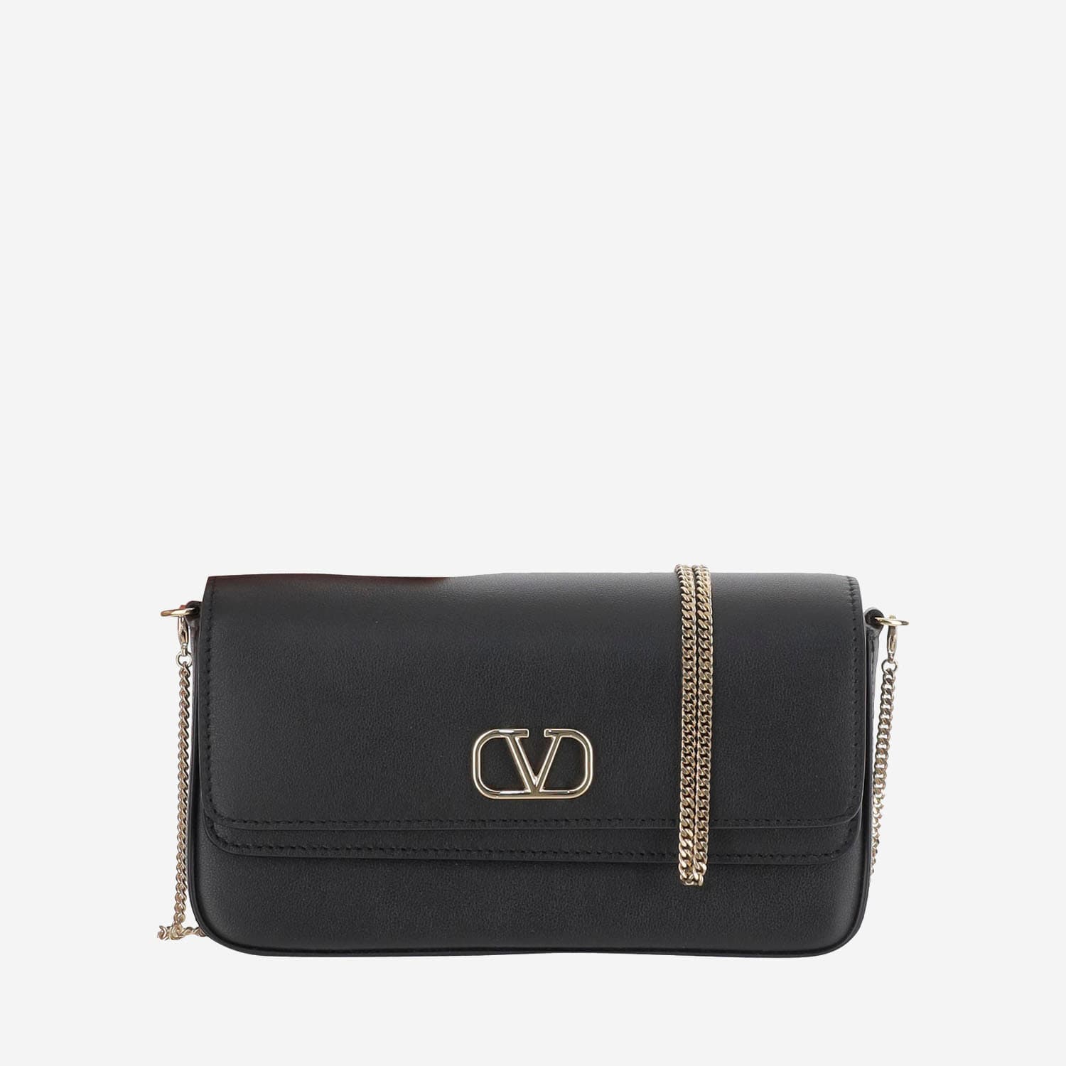 Shop Valentino Vlogo Nappa Leather Shoulder Bag In Black