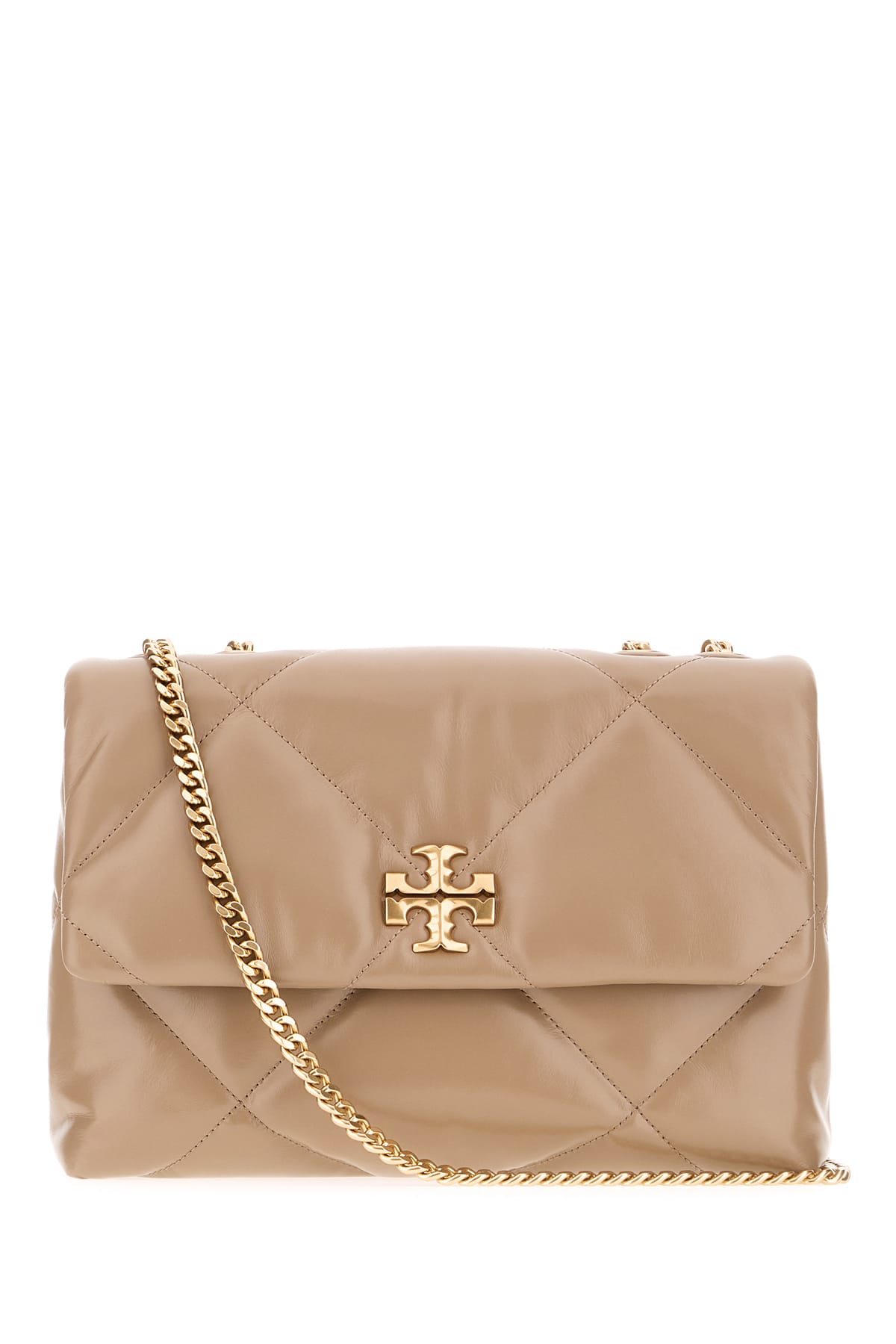 Tory Burch Antiqued Pink Nappa Leather Kira Shoulder Bag In Taupe Oak